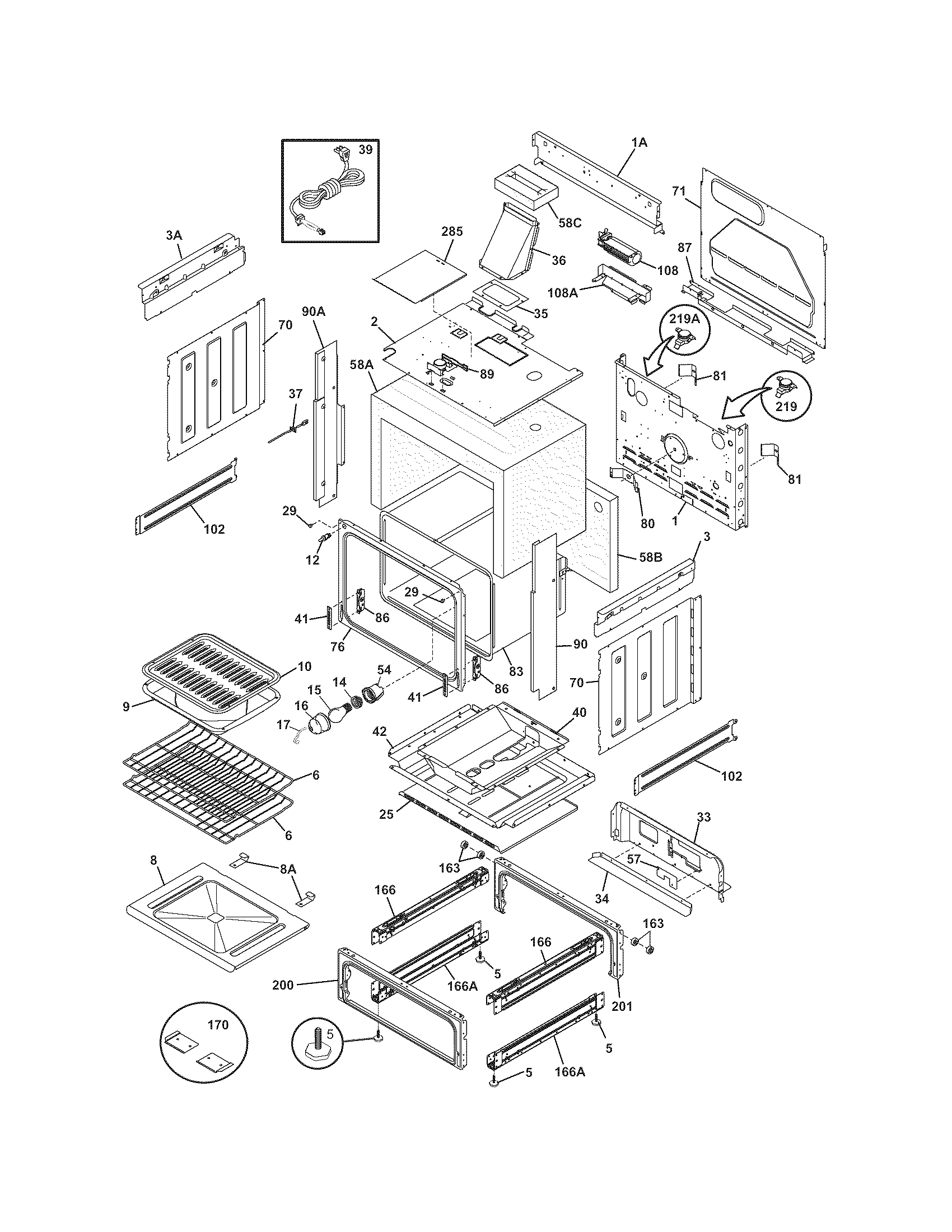 Frigidaire FGS365ECF body diagram