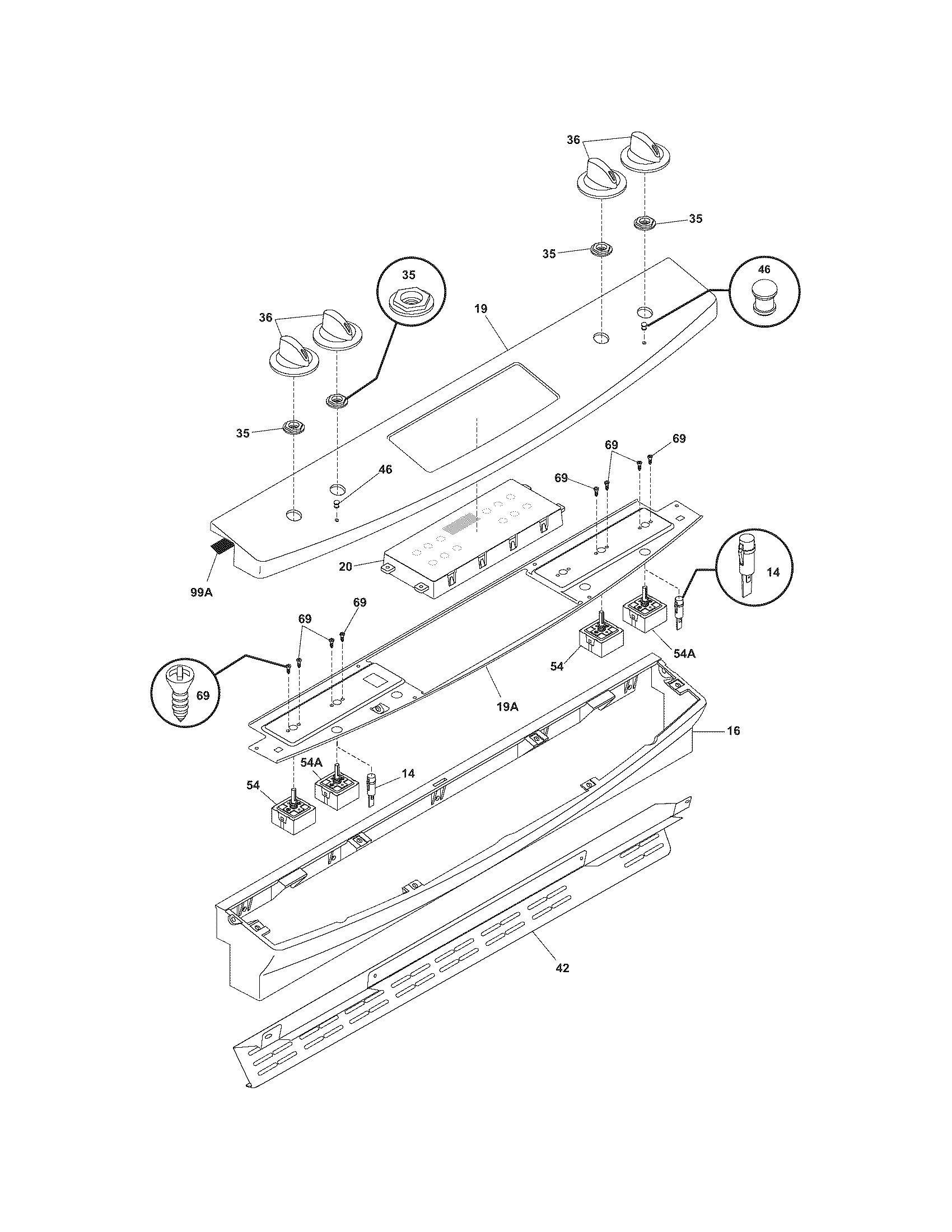 Frigidaire FED355EBC backguard diagram