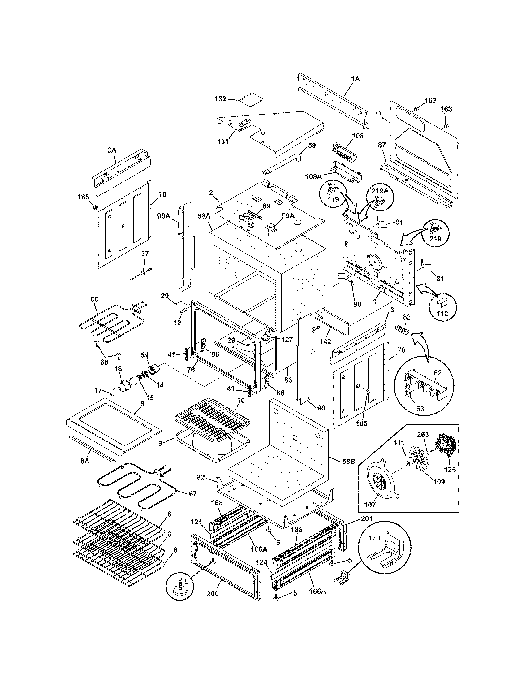 Frigidaire BFES368EC7 body diagram