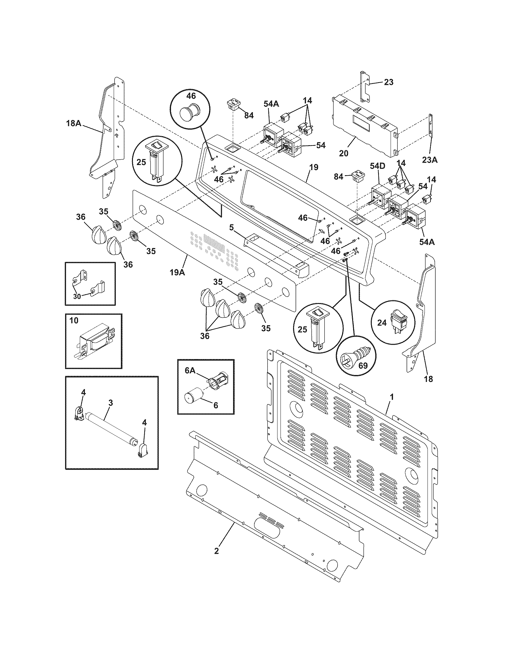 Frigidaire PGLEF385EB5 backguard diagram