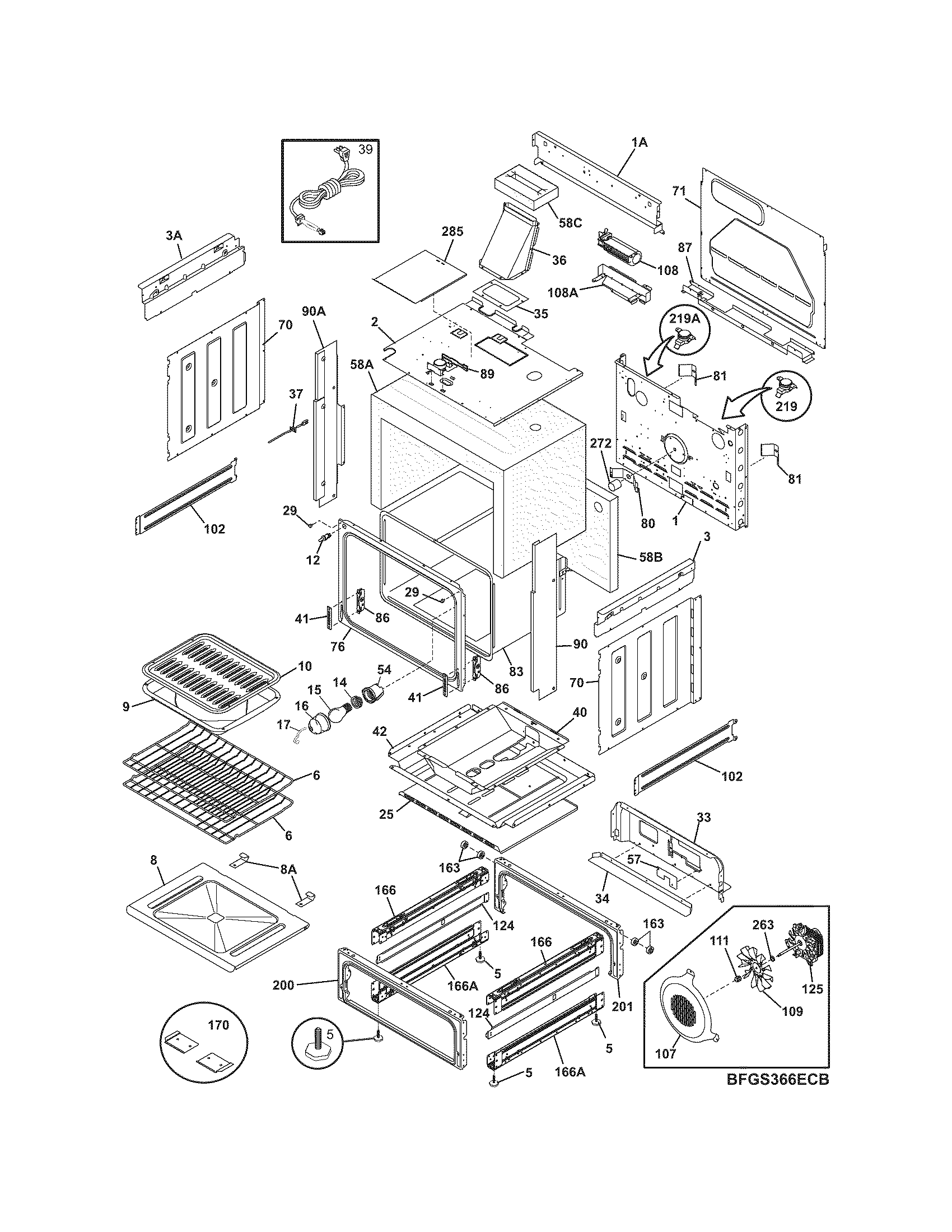 Frigidaire FGS366ECG body diagram