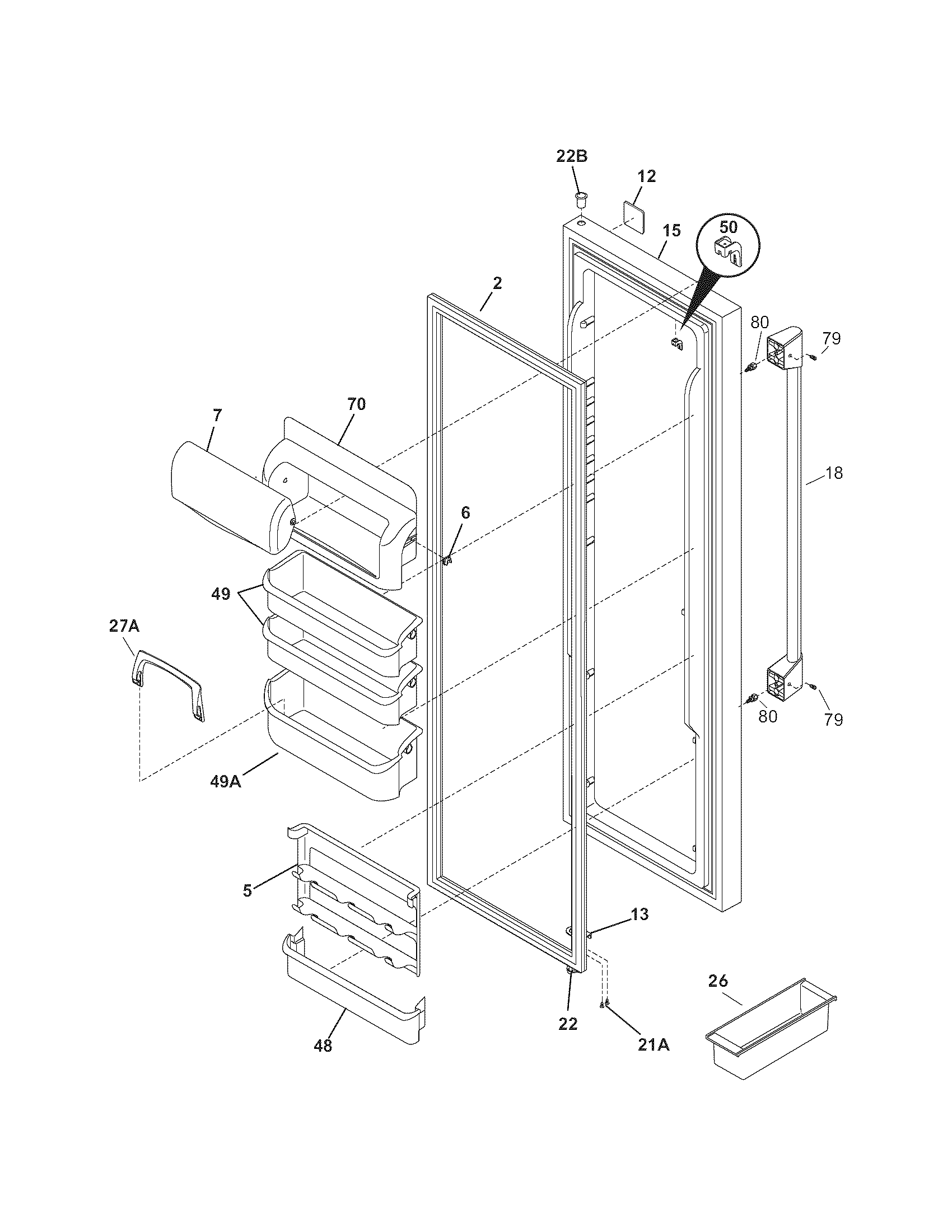 Kenmore Pro 25344333603 refrigerator door diagram