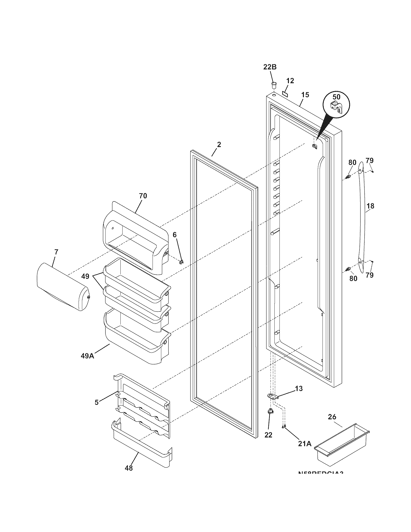 Kenmore Elite 25344392404 refrigerator door diagram