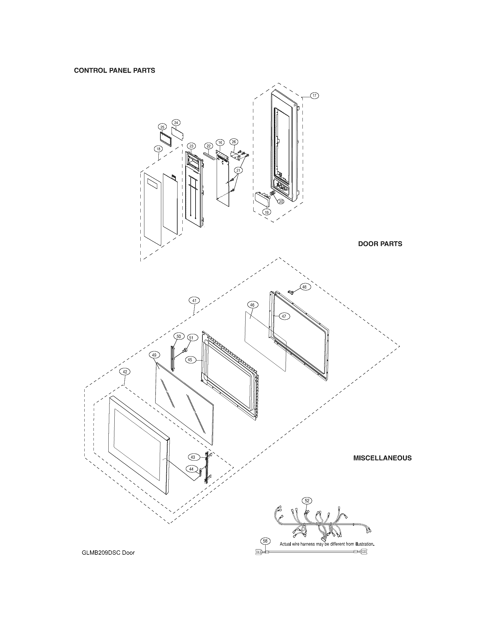 Frigidaire PLMB209DCD control panel/door diagram