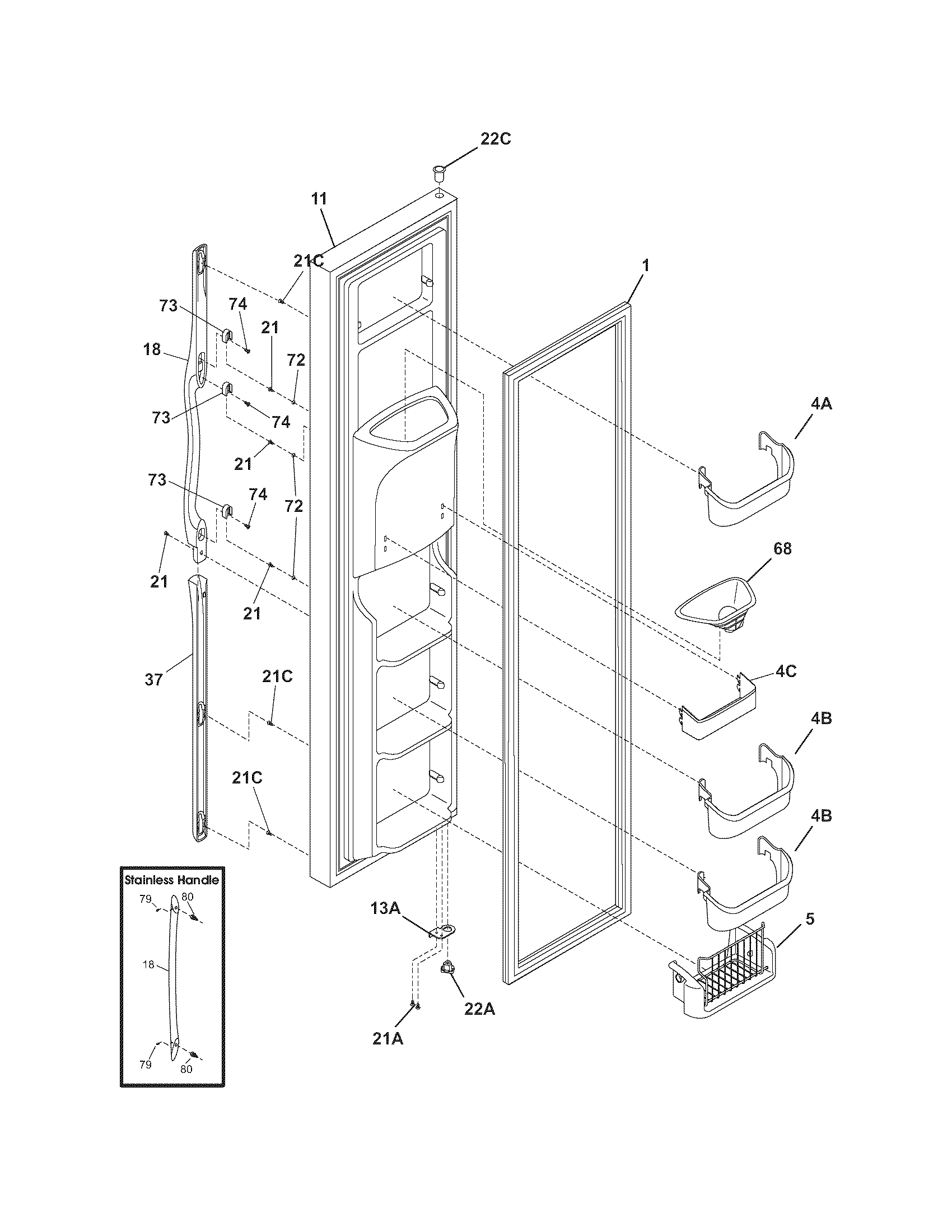 Frigidaire GLHS38EGQ5 freezer door diagram