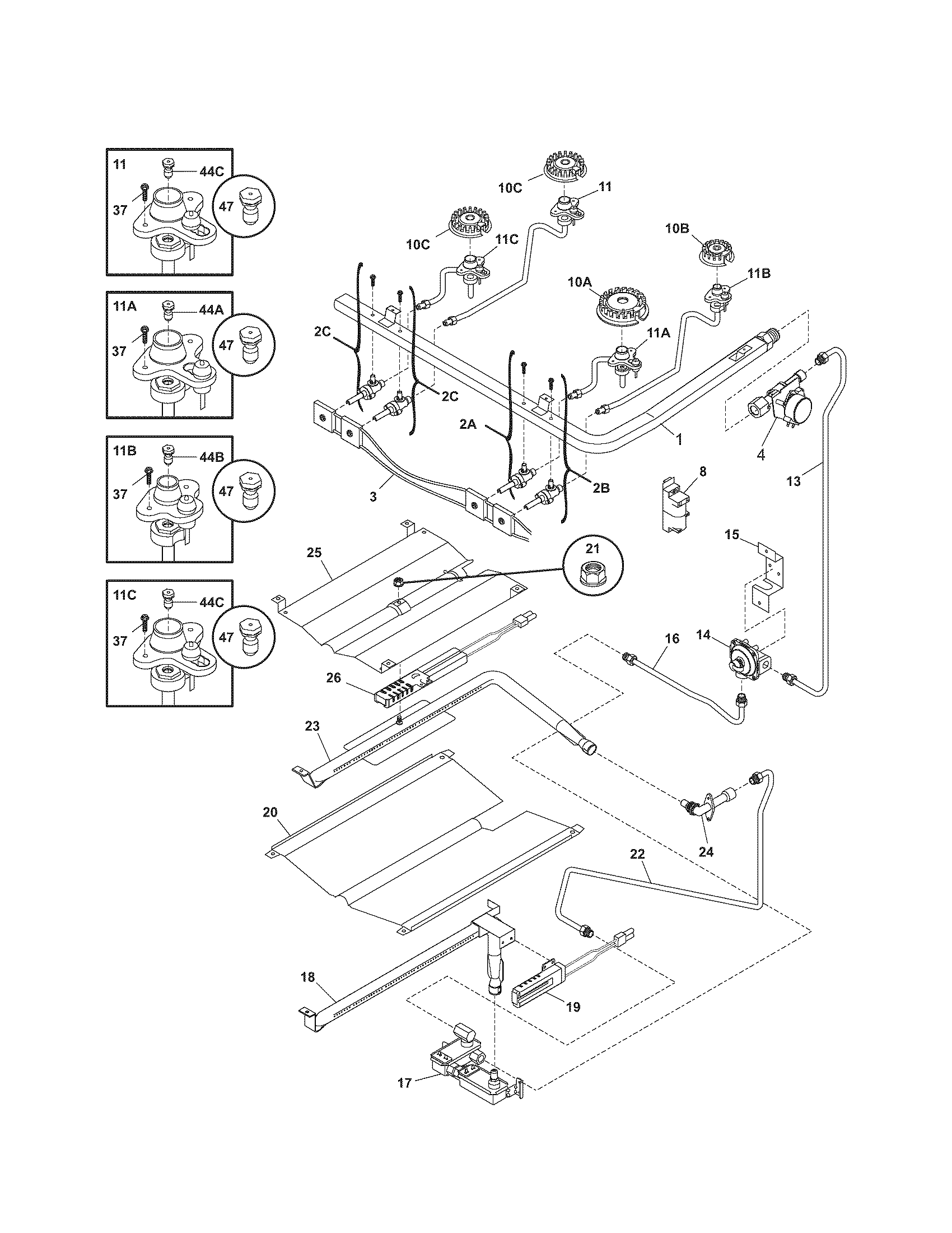 Kenmore 79078642600 burner diagram