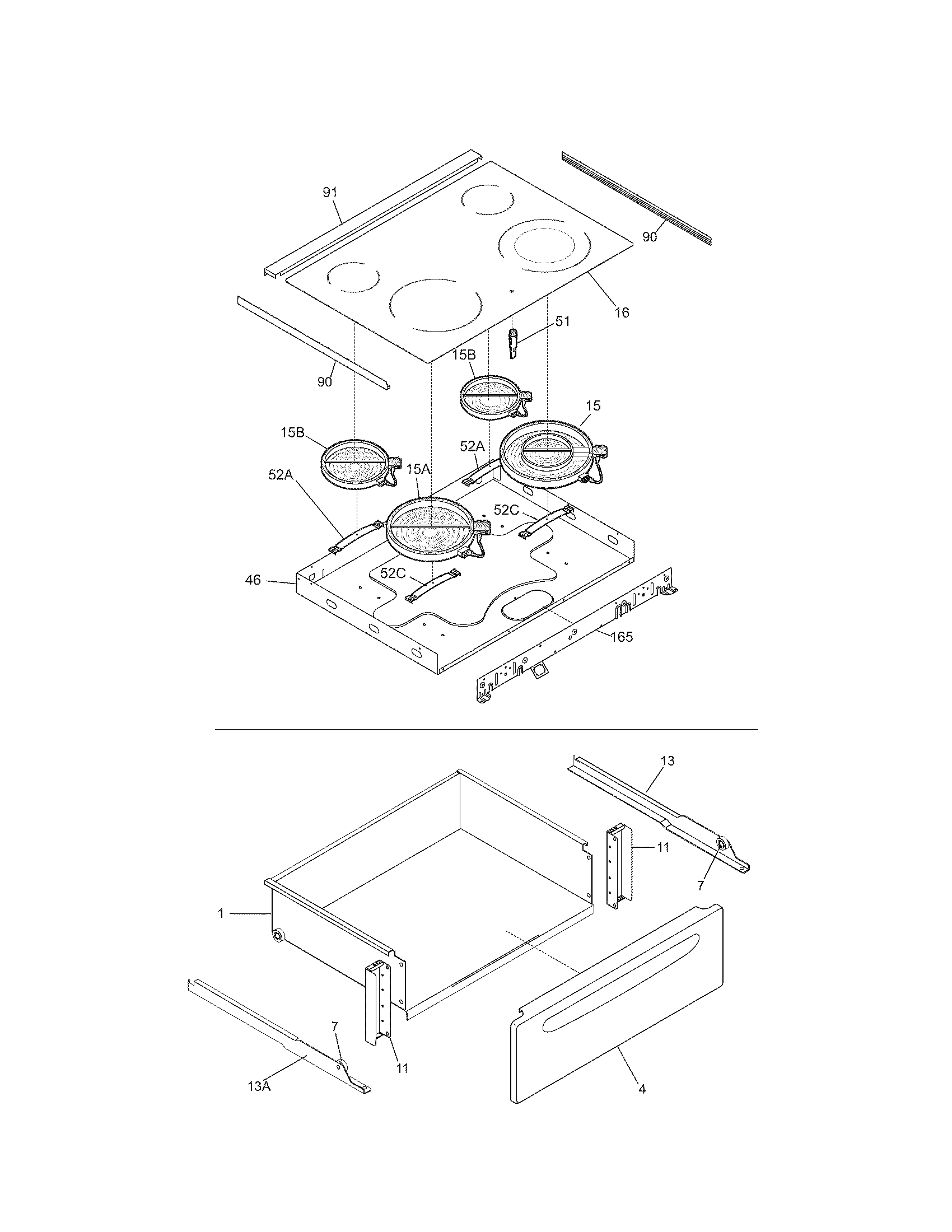 Kenmore 79046592503 top/drawer diagram