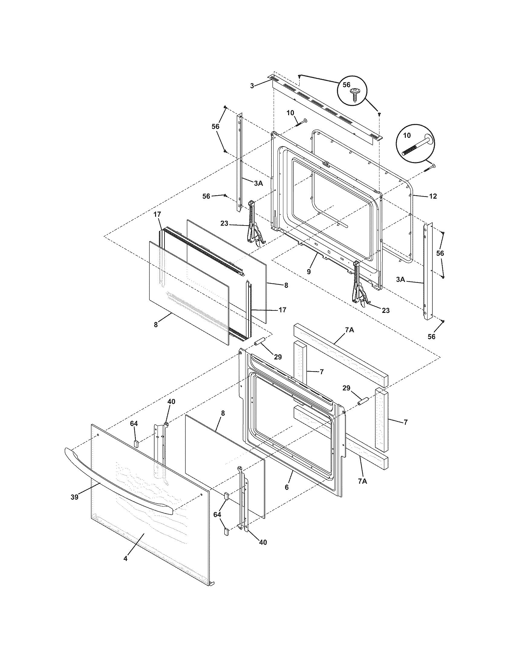 Frigidaire FEB30S5EQD door diagram