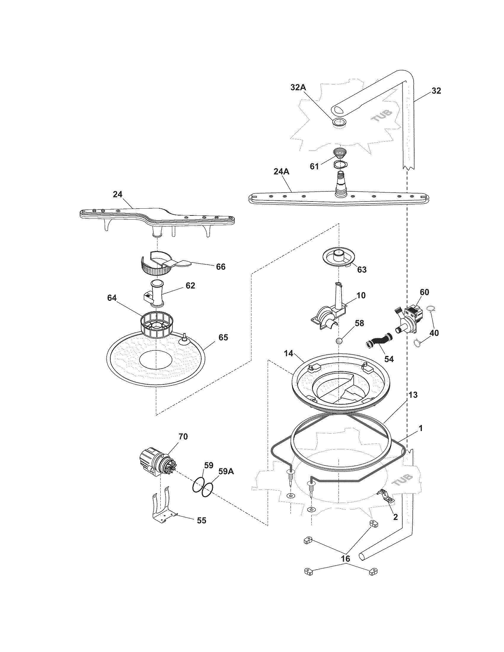 Frigidaire FDB1050REC1 motor & pump diagram