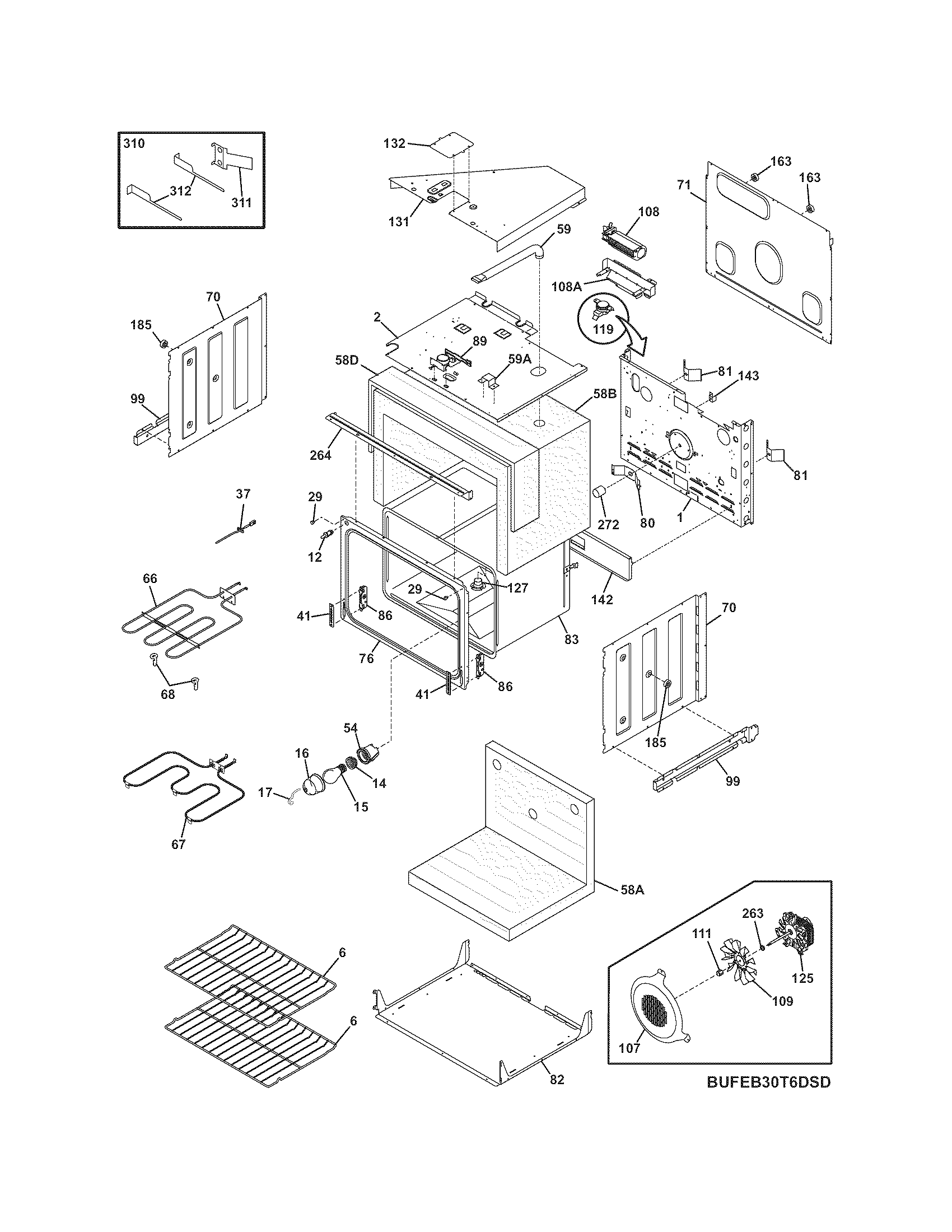 Frigidaire FEB30T6FCC upper oven diagram