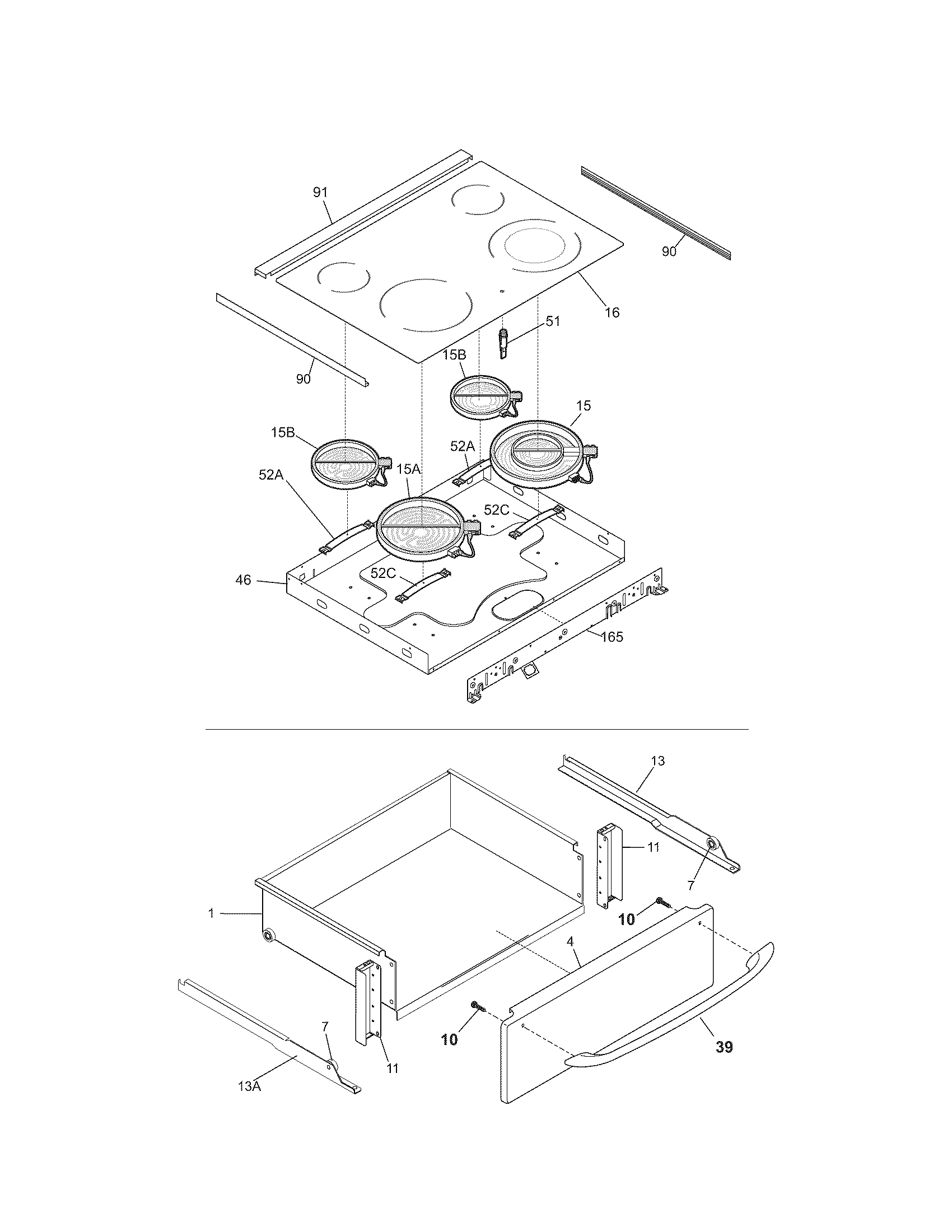 Kenmore 79046593504 top/drawer diagram