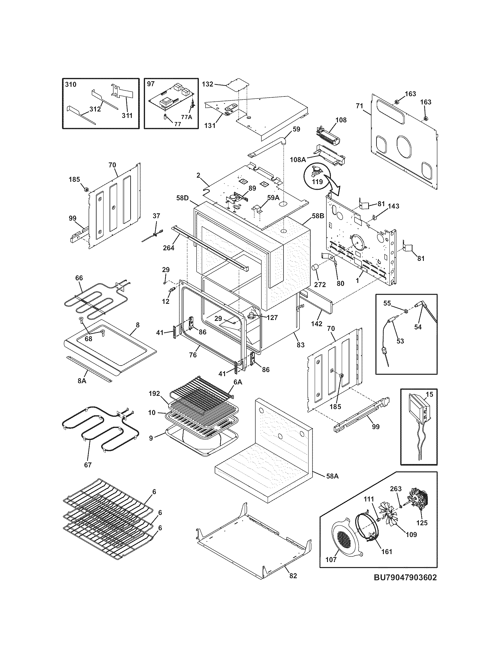 Kenmore Elite 79047903604 upper oven diagram