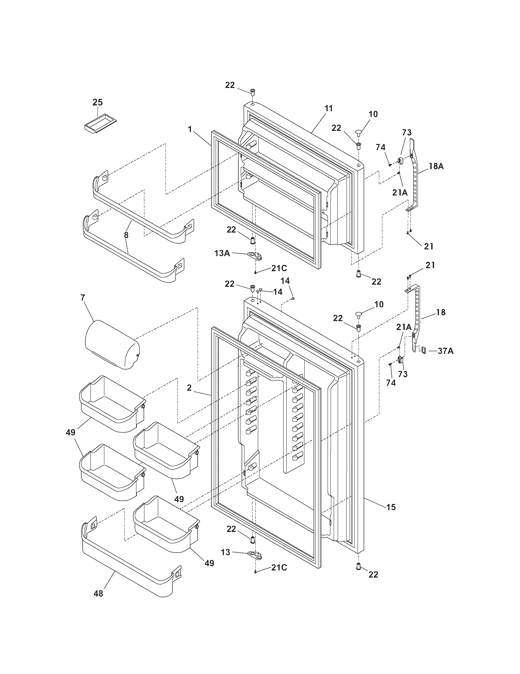 Kenmore 25369249704 door diagram