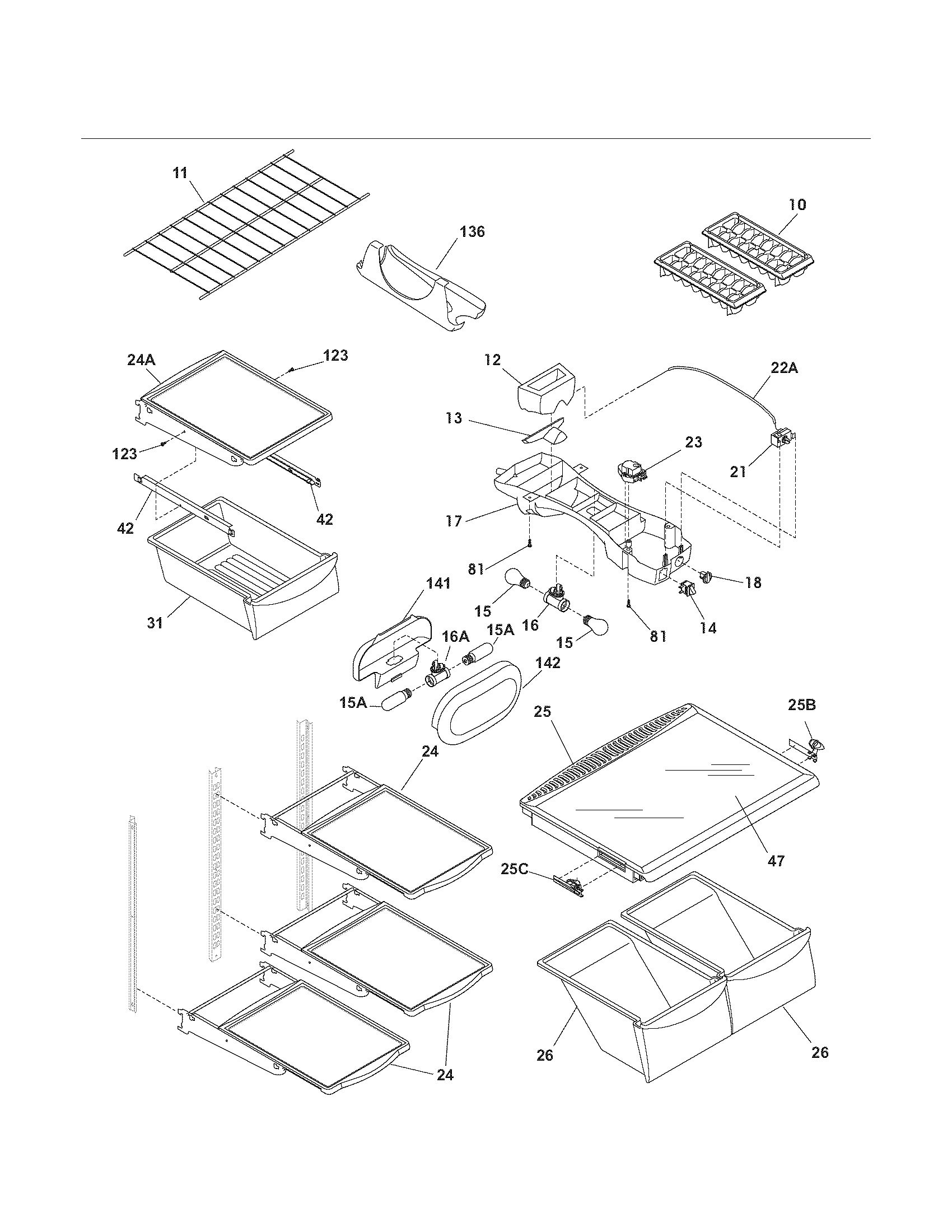Kenmore 25369259702 shelves diagram