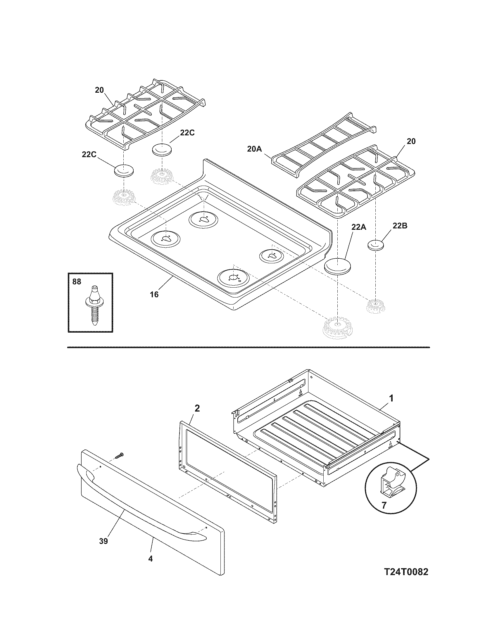 Kenmore 79071363700 top/drawer diagram