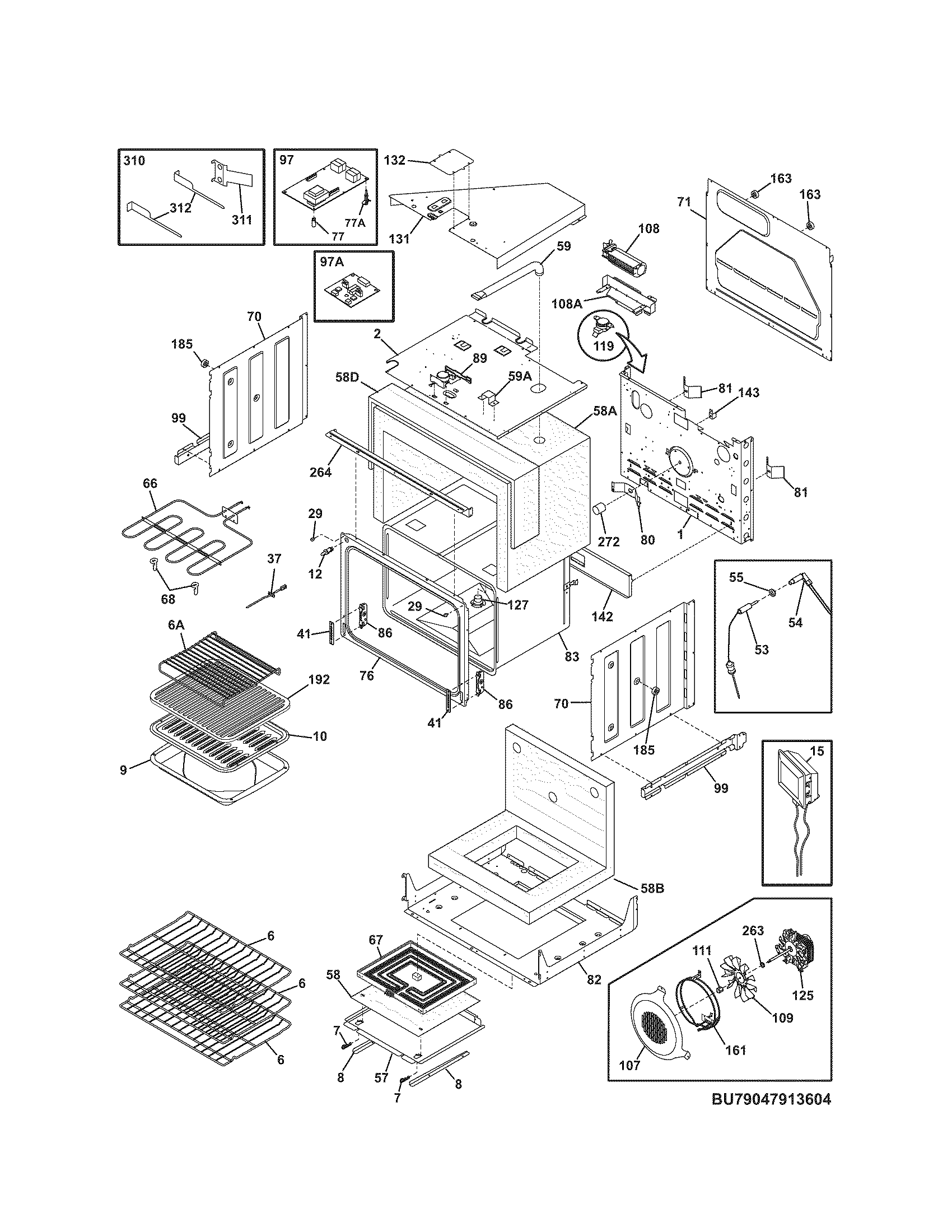 Kenmore Elite 79047914602 upper oven diagram