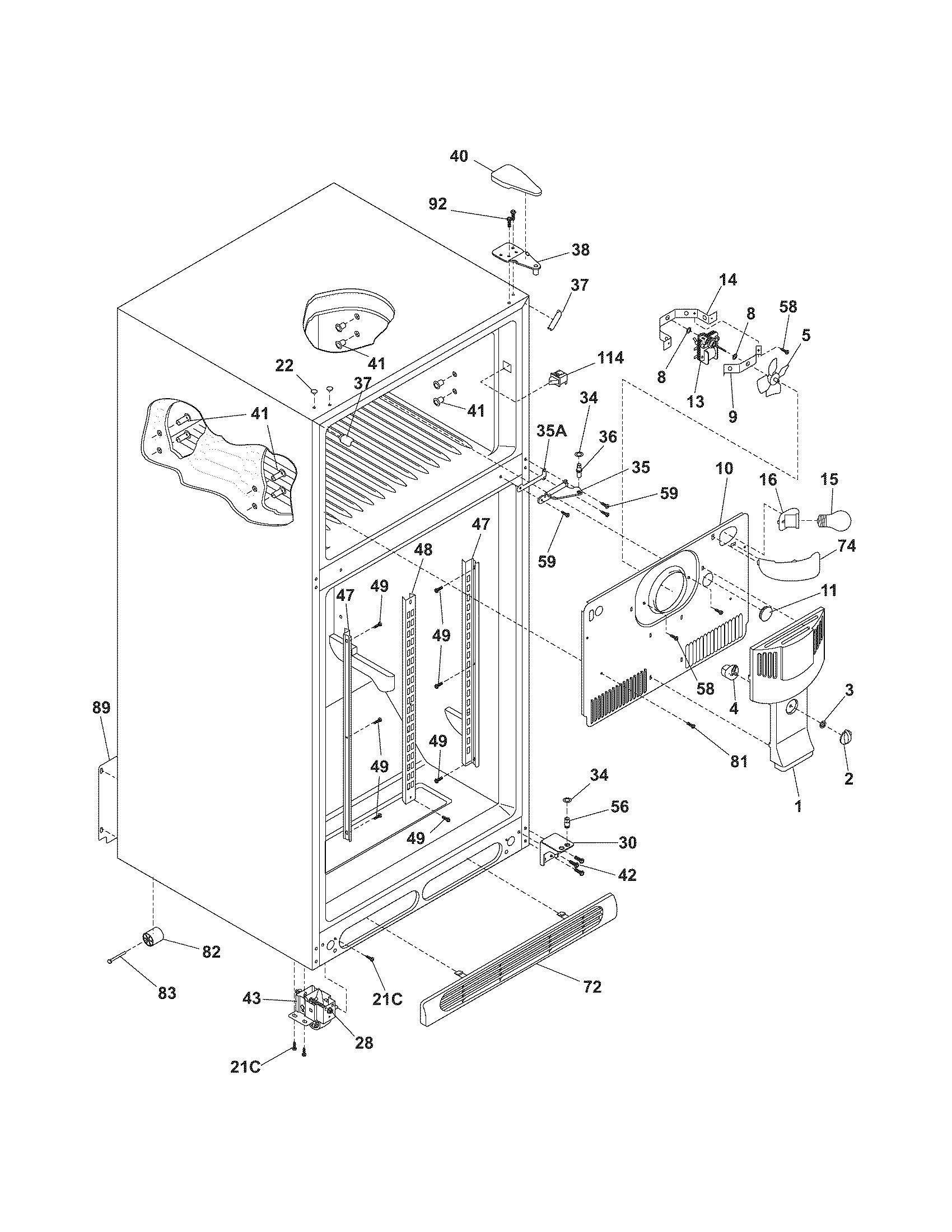 Kenmore 25379232705 cabinet diagram