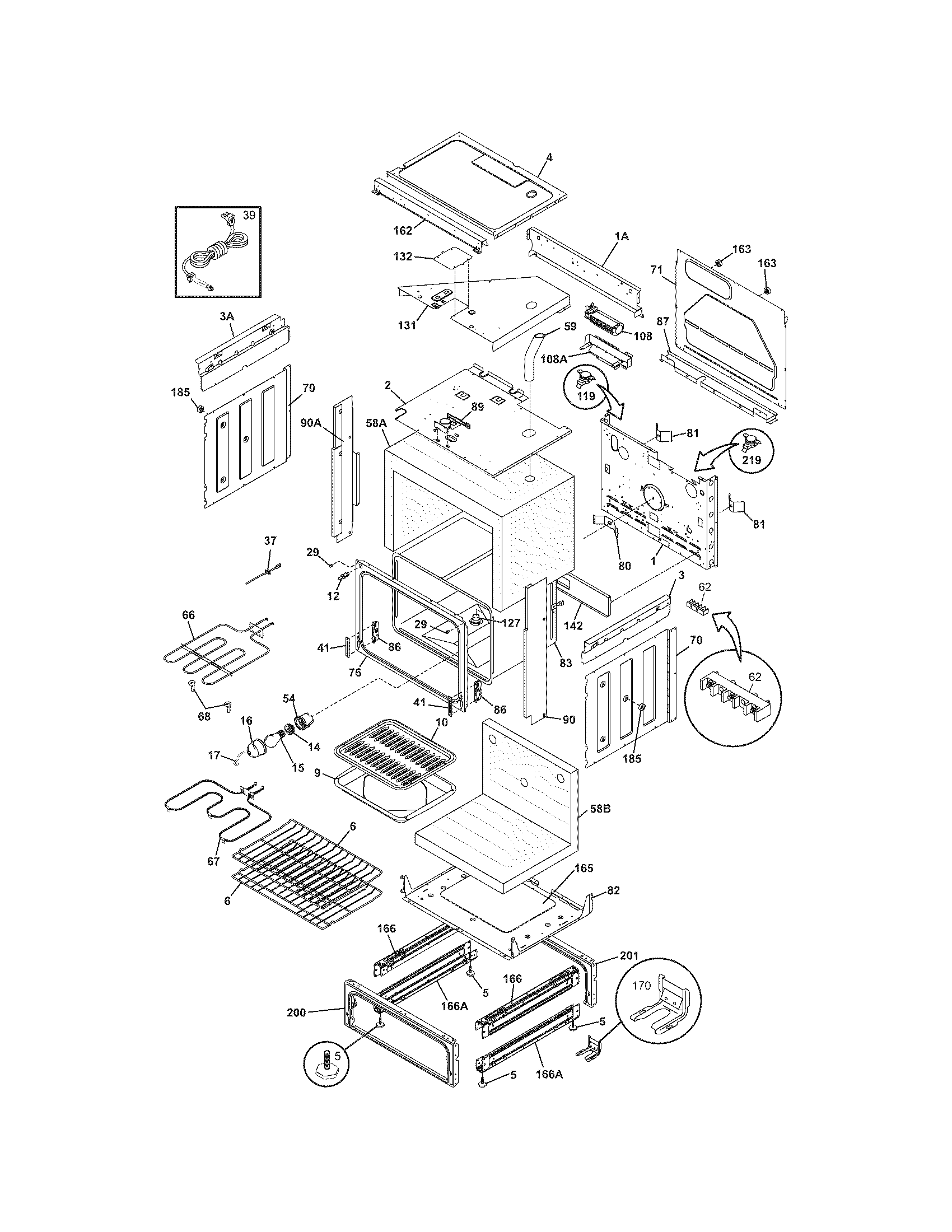 Frigidaire CFES355ES3 body diagram