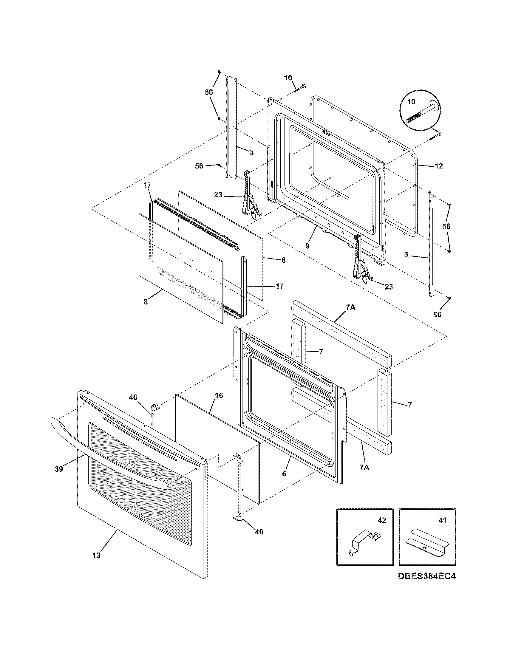Frigidaire PGLEF365EC4 door diagram