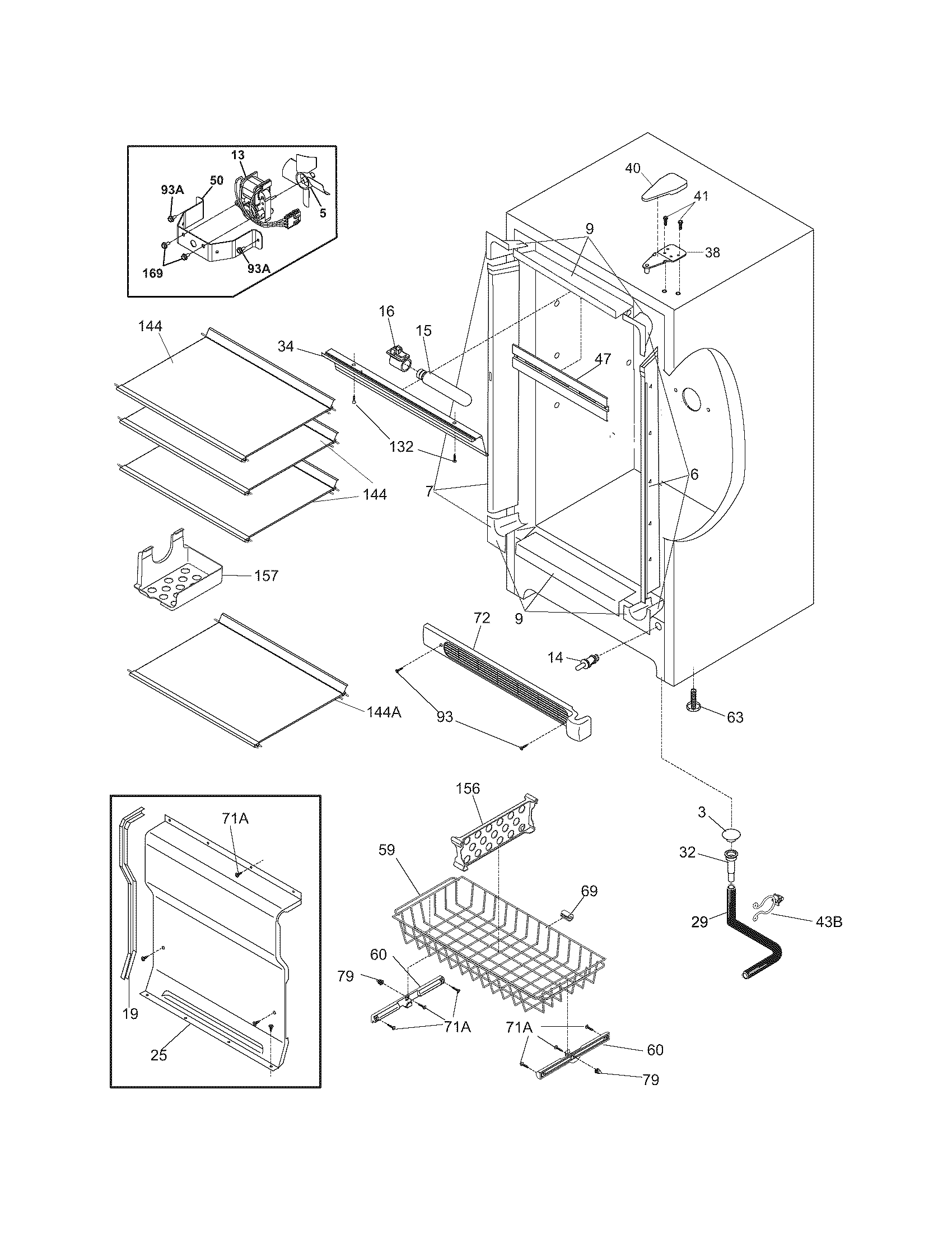 Frigidaire GLFU1767FW5 cabinet diagram