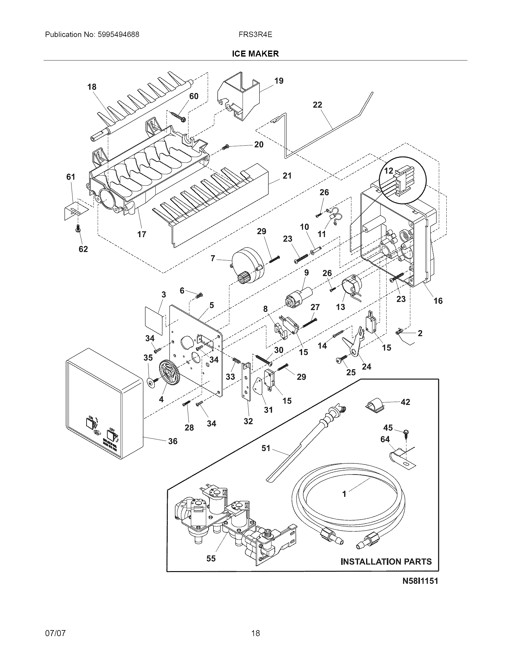 Frigidaire FRS3R4EQC ice maker diagram