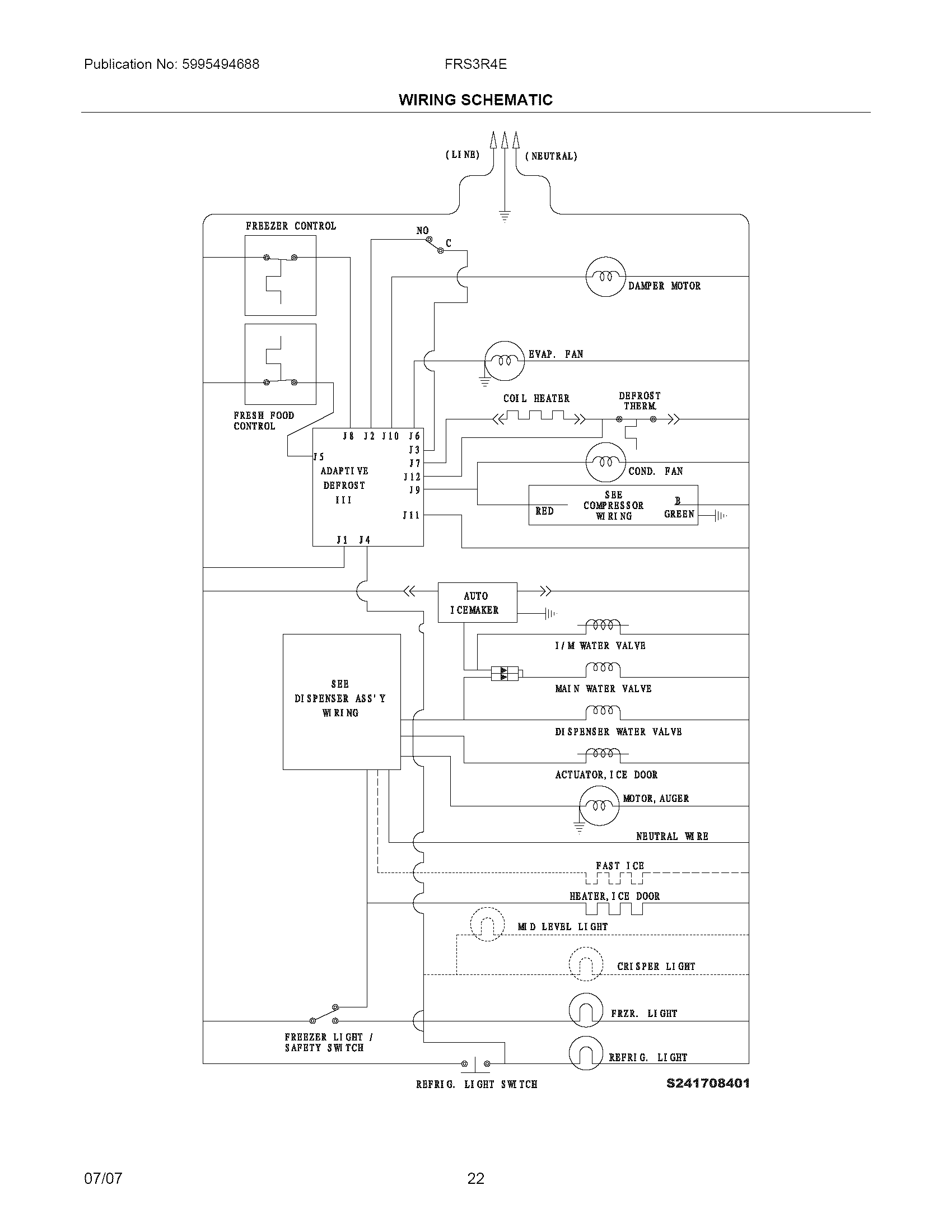 Frigidaire FRS3R4EQC wiring schemaatic diagram