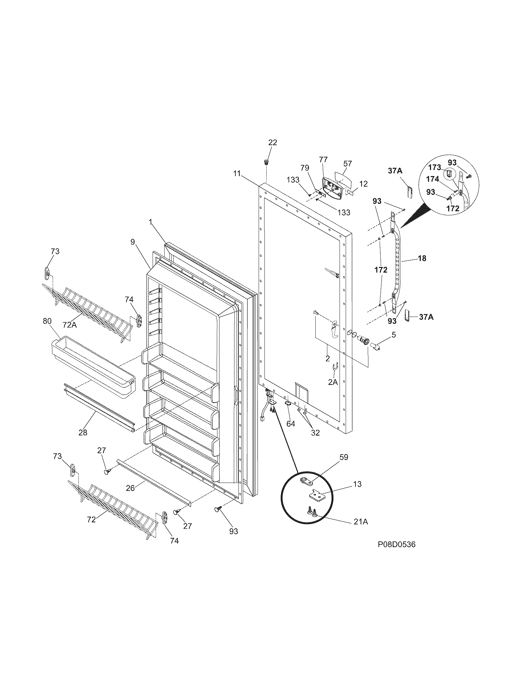 Kenmore Elite 25326082101 door diagram