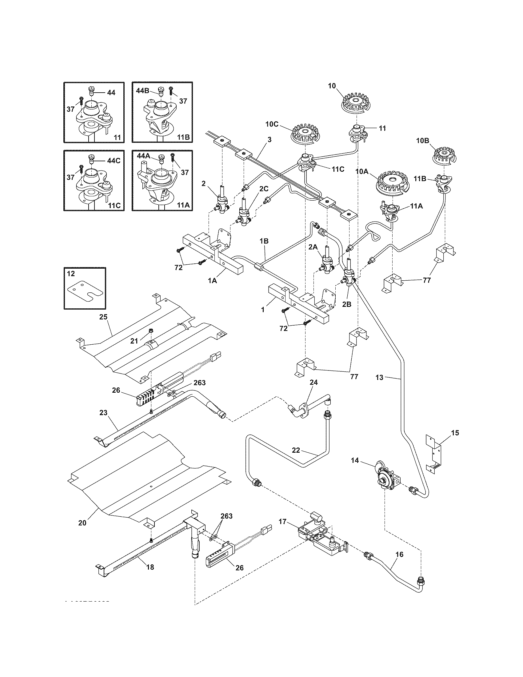 Kenmore 79036694505 burner diagram