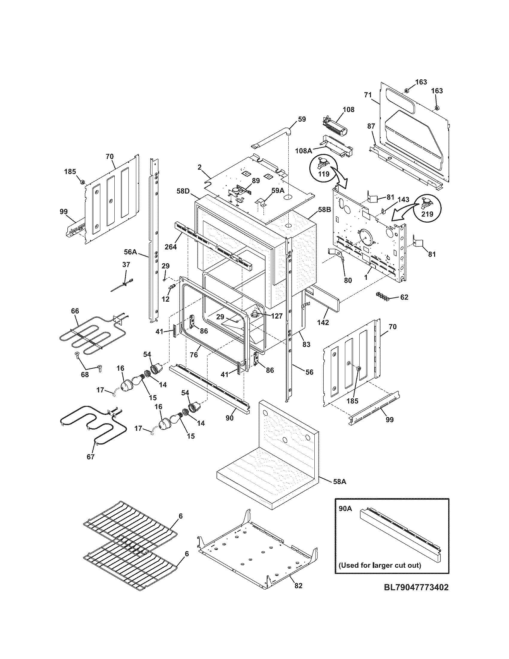 Kenmore 79047773406 lower oven diagram