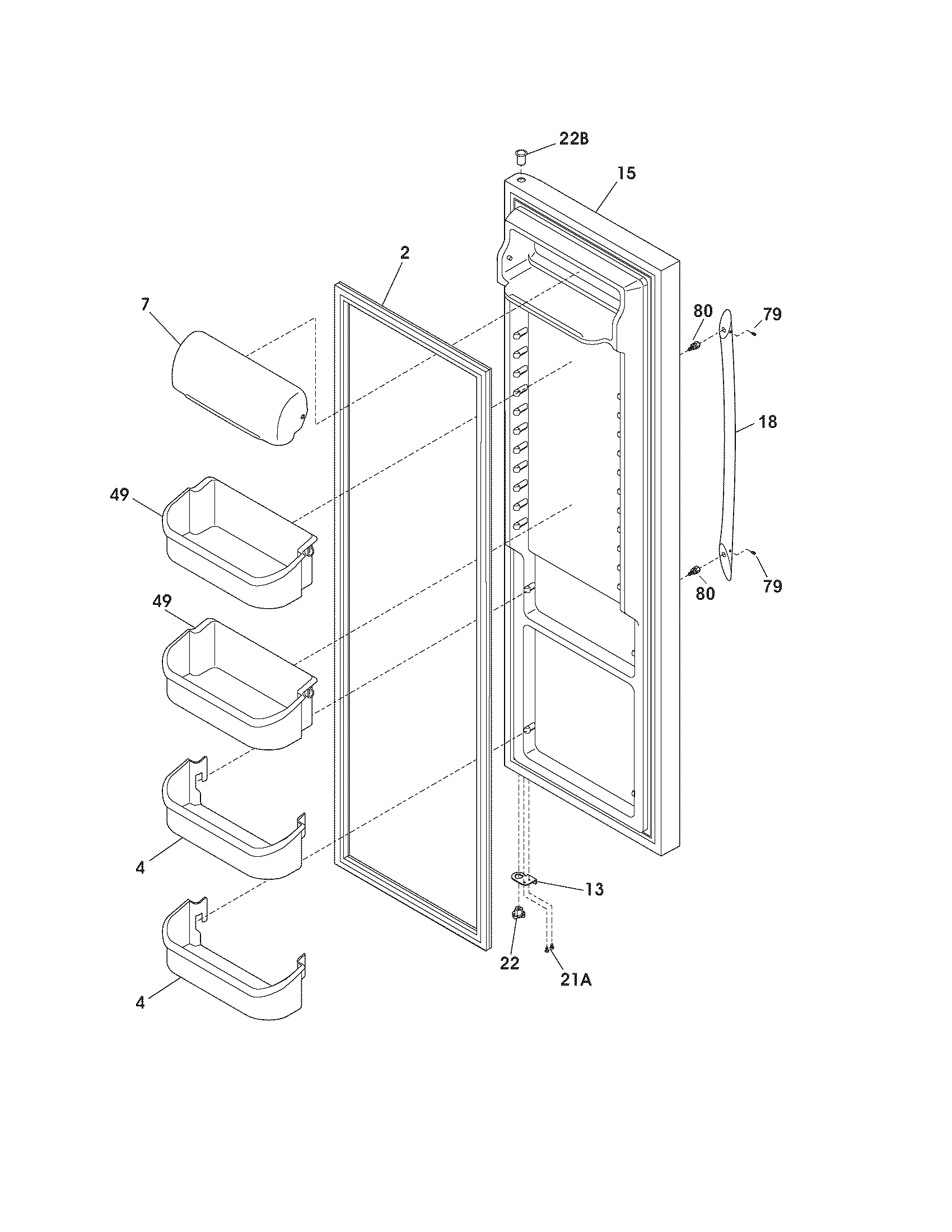 Frigidaire FRS6KA5HPB0 refrigerator door diagram