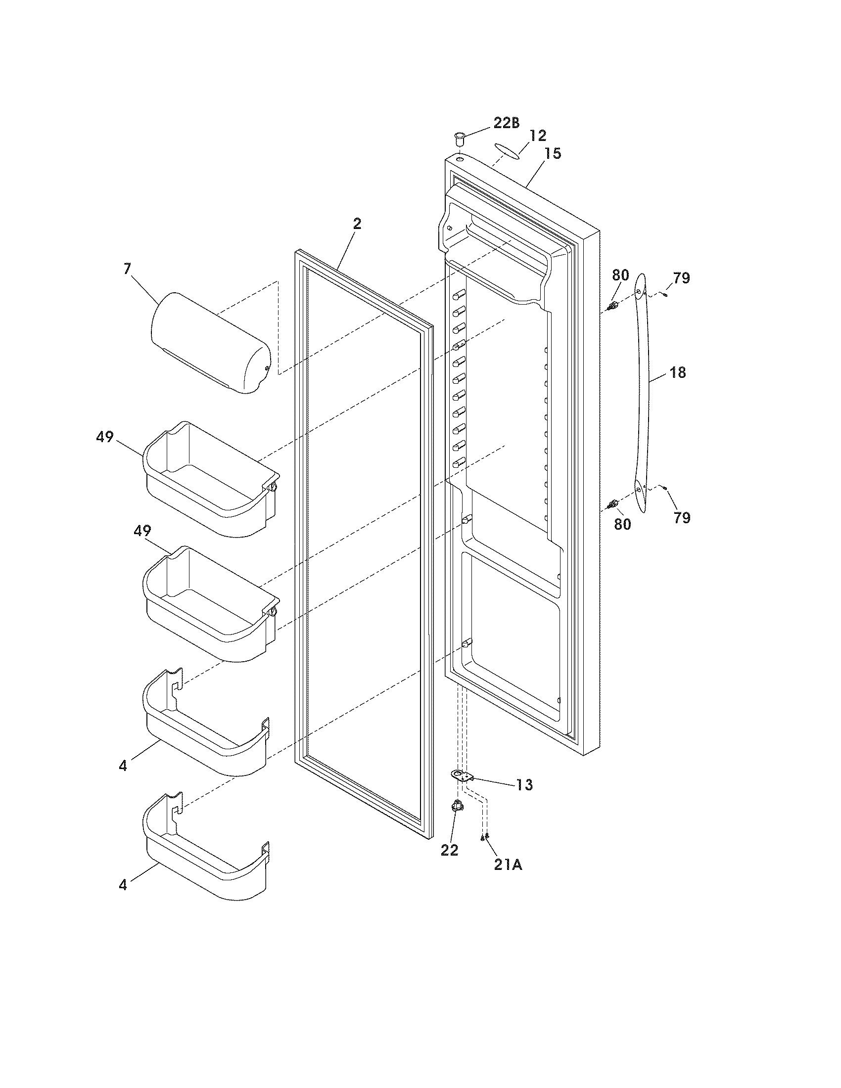 Frigidaire PHS67EHSB3 refrigerator door diagram
