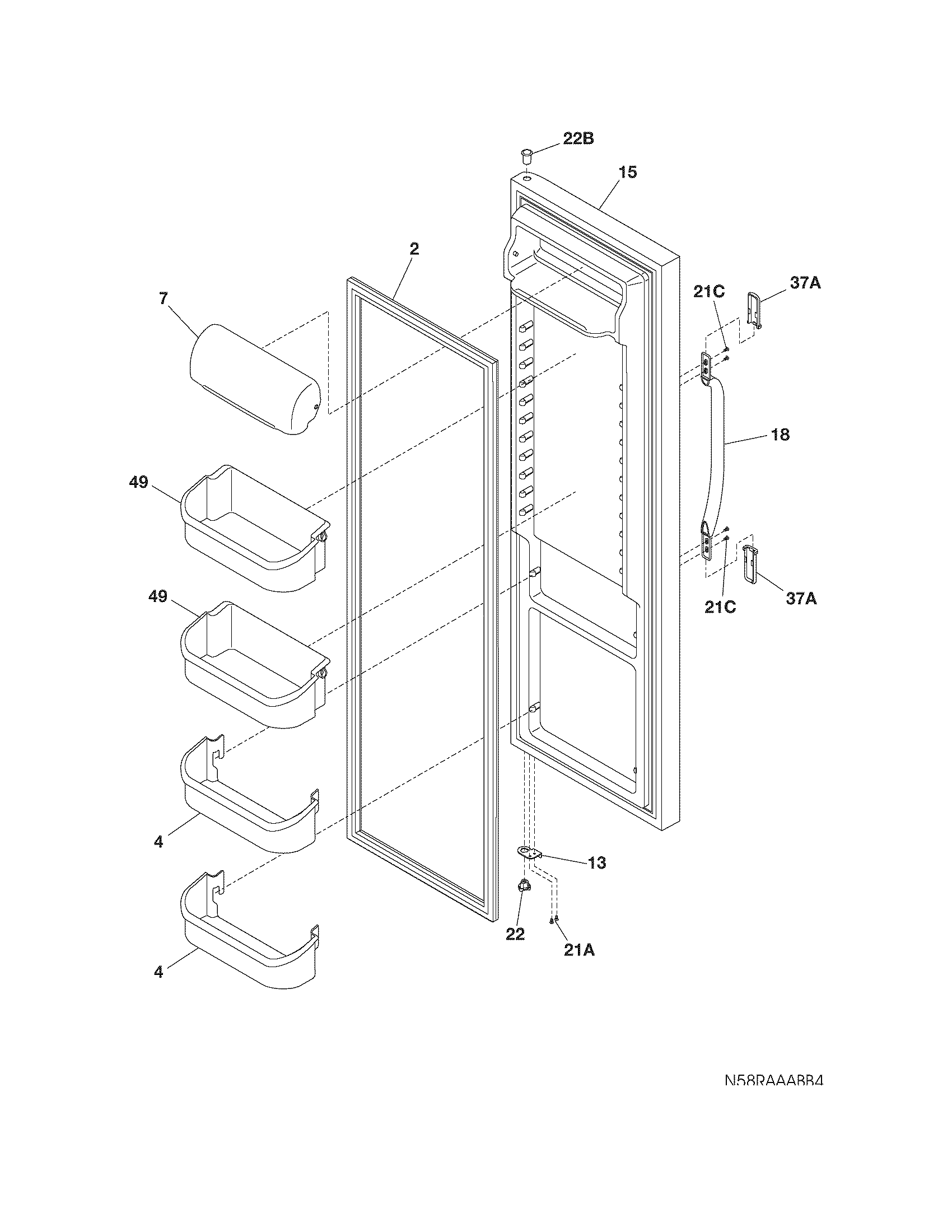 Frigidaire FRS6LE4FW7 refrigerator door diagram