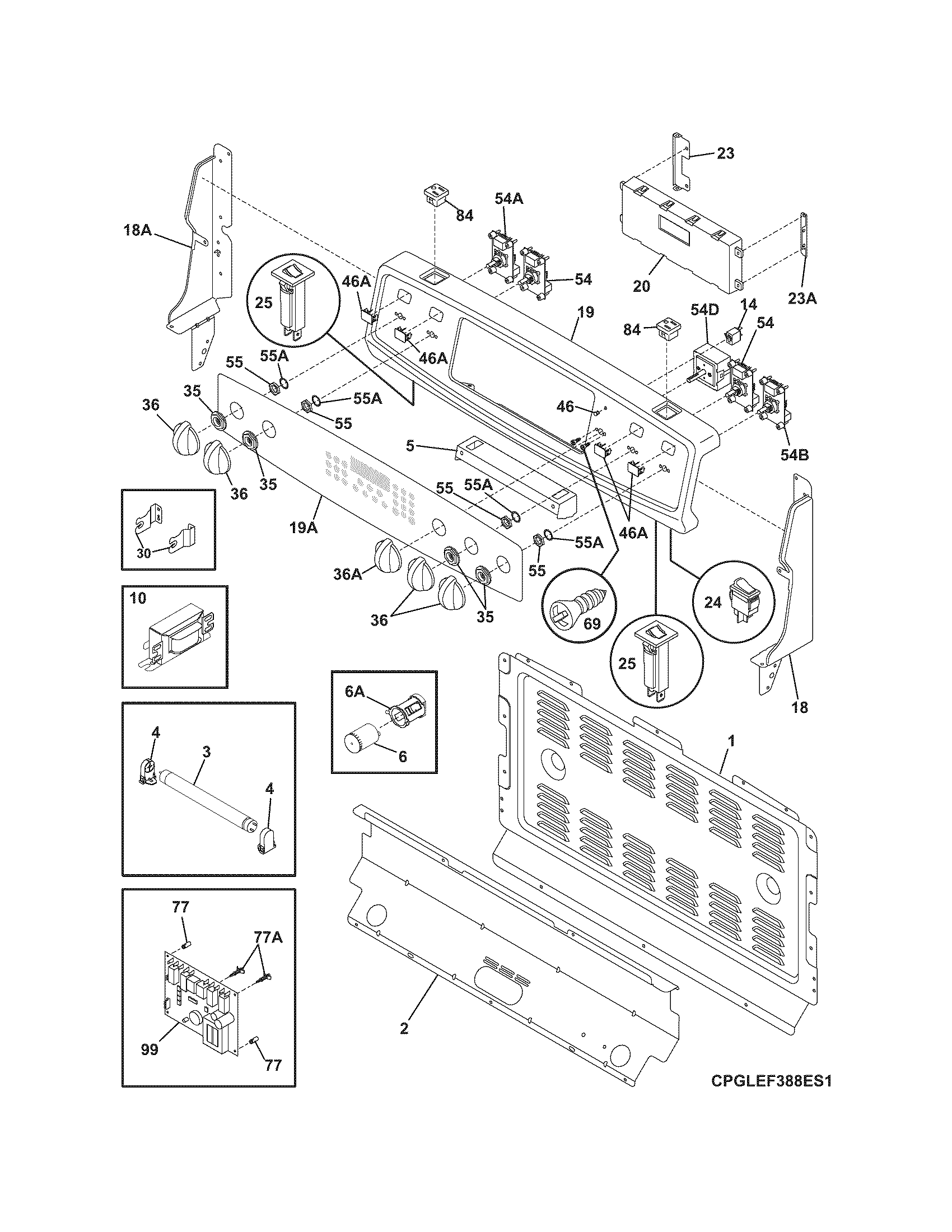 Frigidaire PGLEF388ES6 backguard diagram