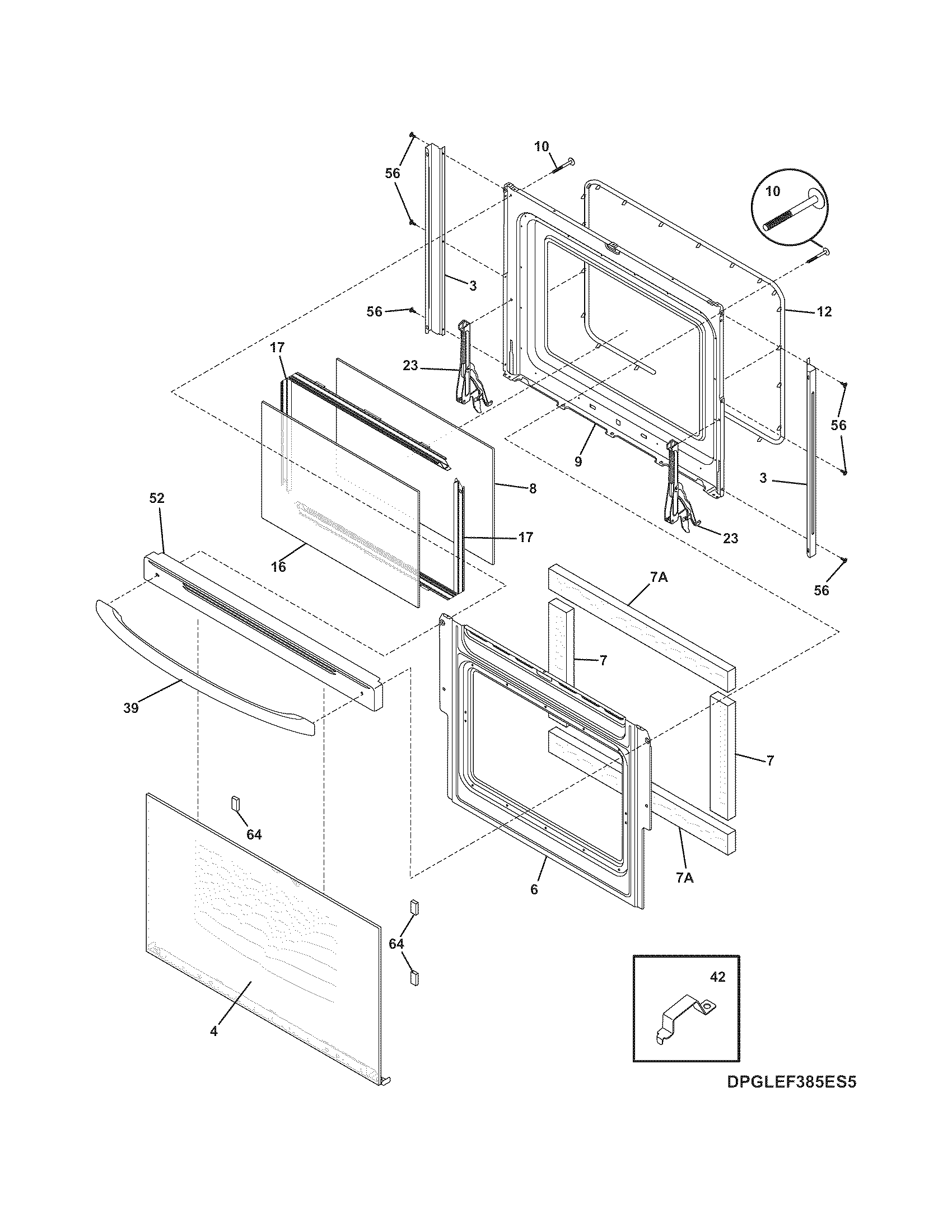 Frigidaire PGLEF388ES6 door diagram