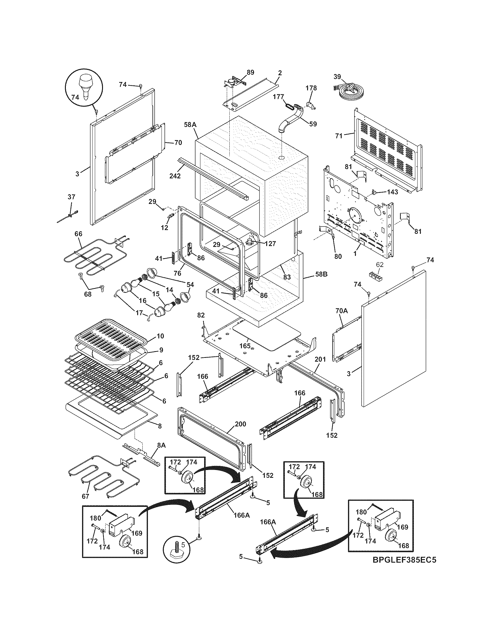 Frigidaire PFEF374EC4 body diagram