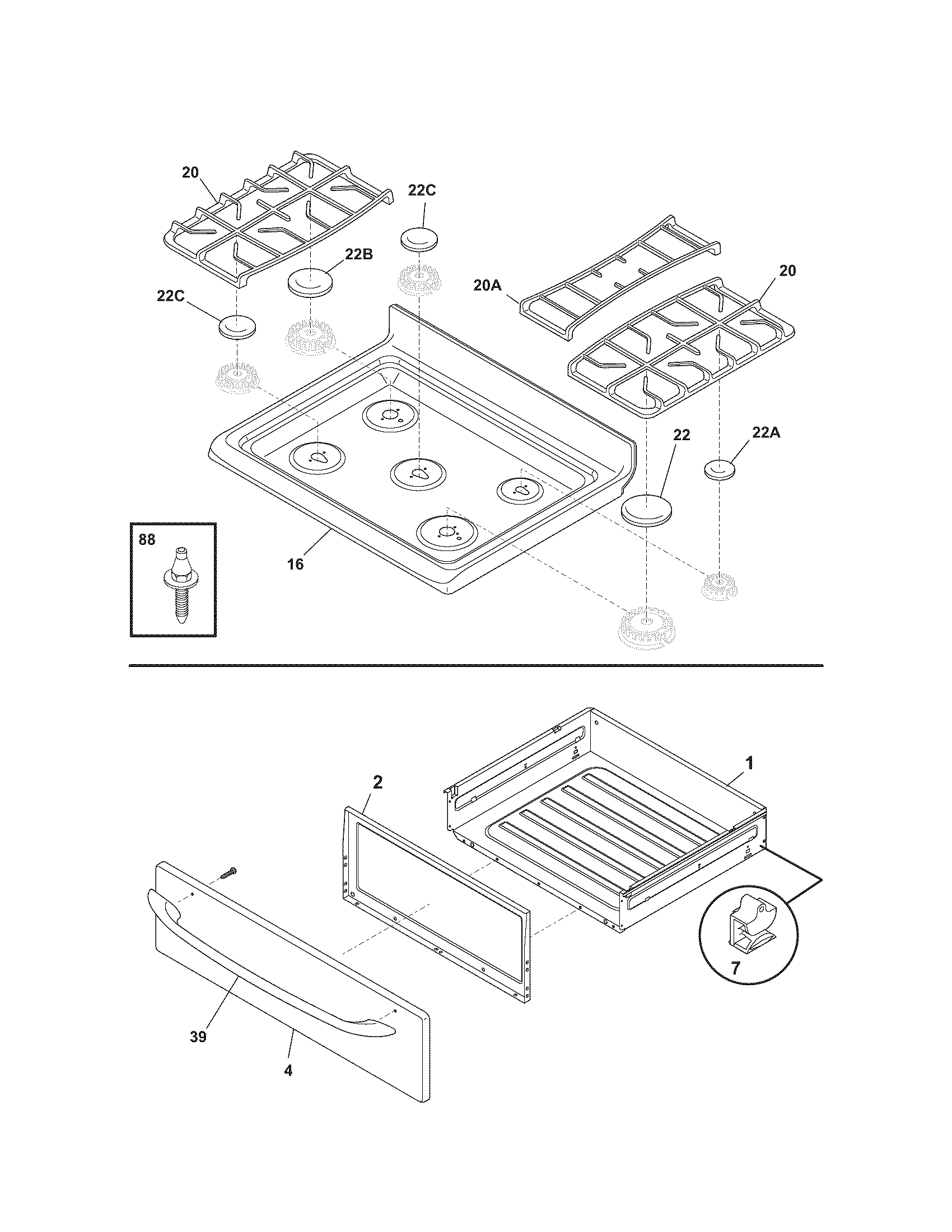 Kenmore 79071393700 top/drawer diagram
