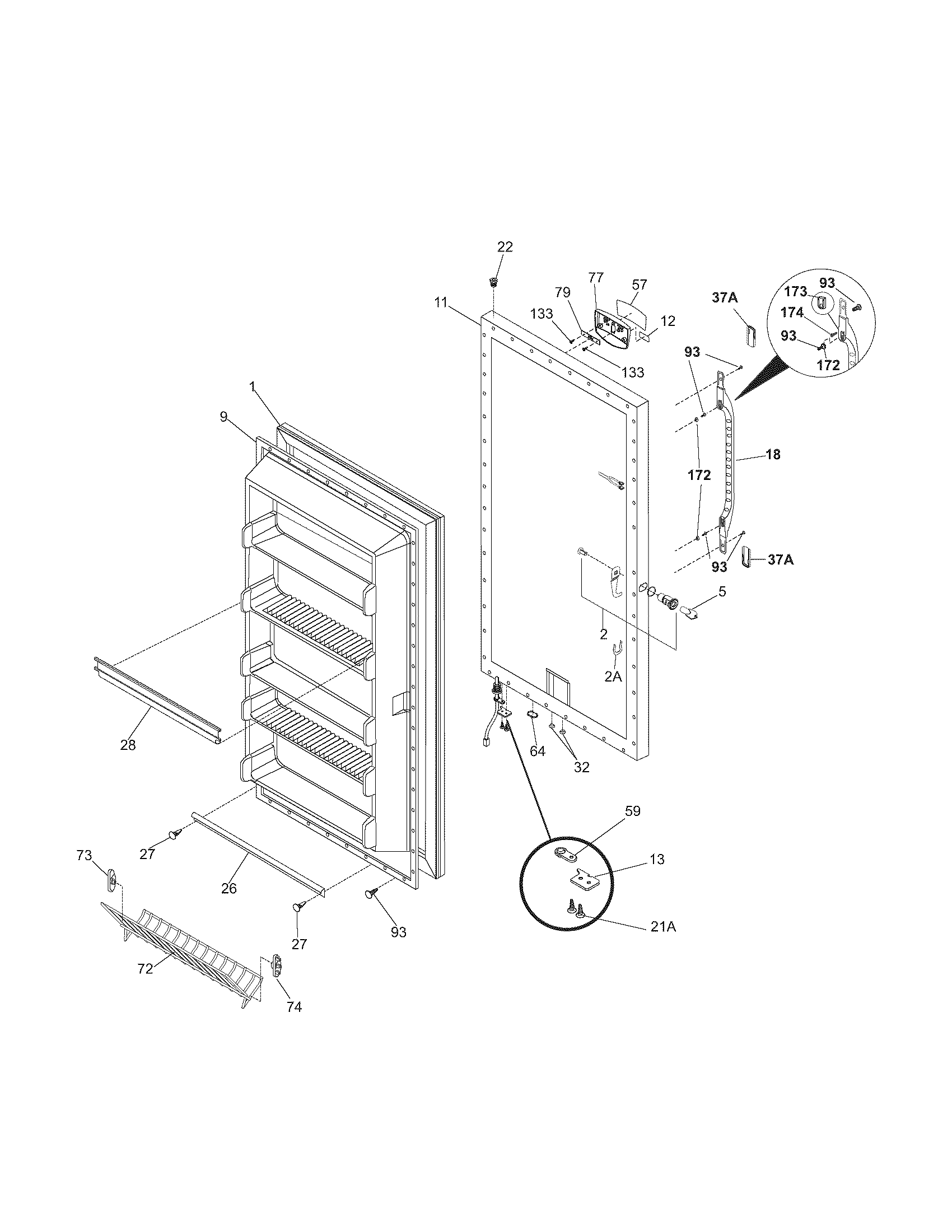 Kenmore Elite 25326482101 door diagram