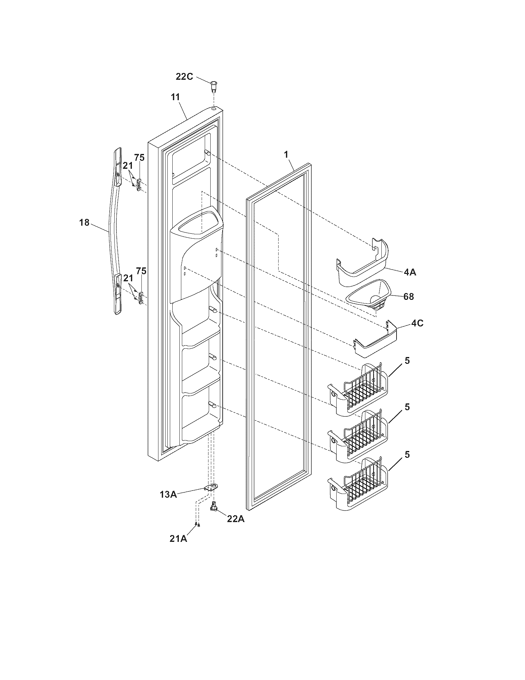 Frigidaire LESR26EFE4 freezer door diagram