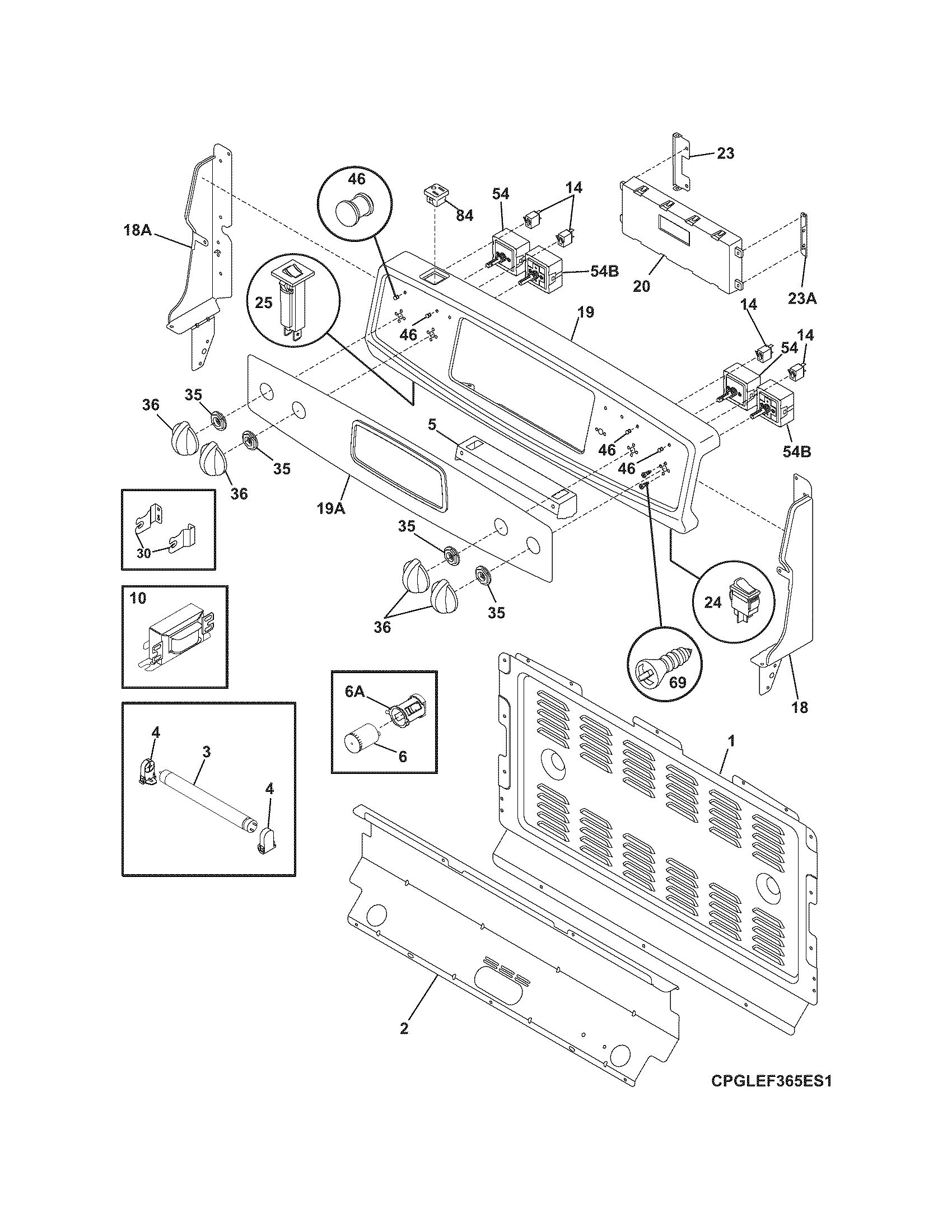 Frigidaire PGLEF365ES4 backguard diagram