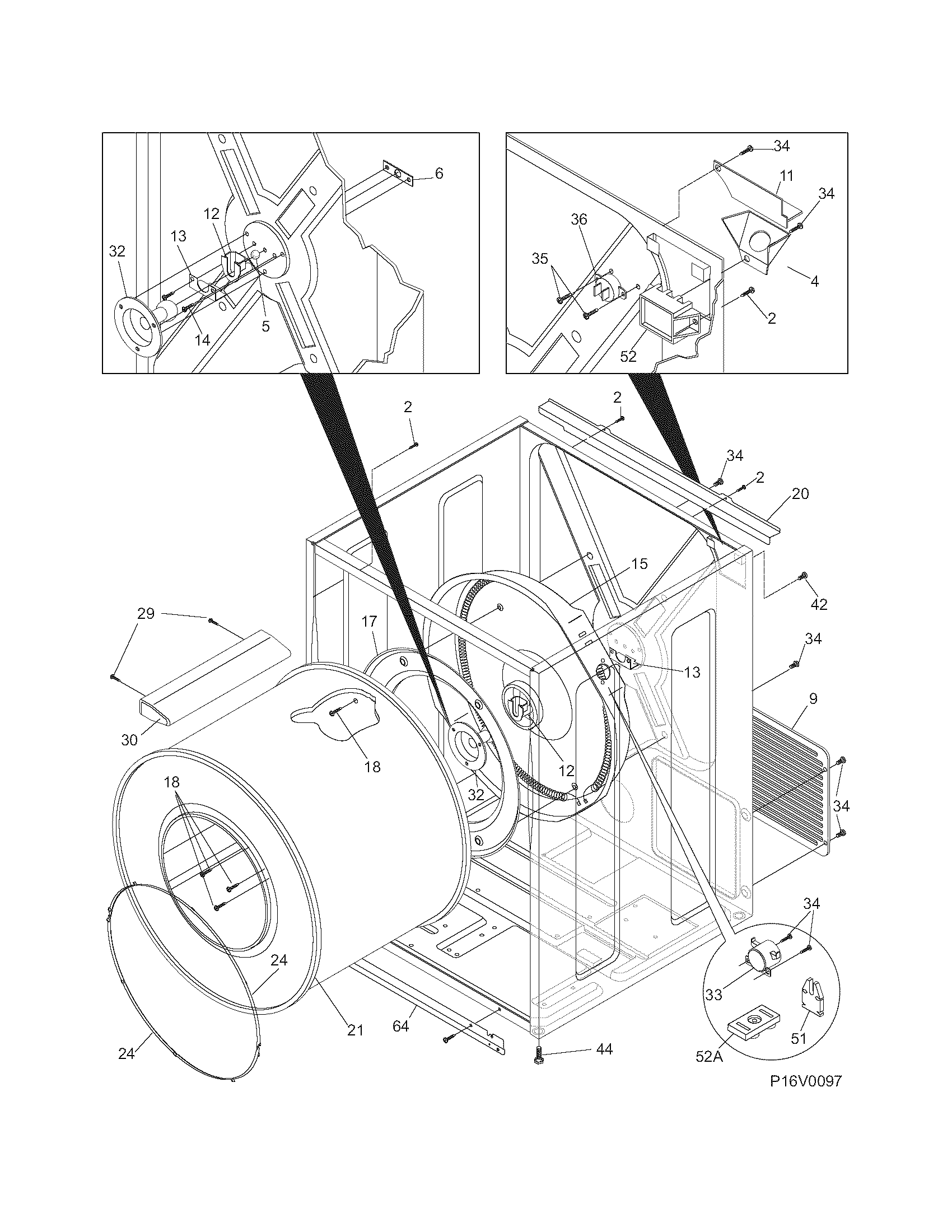 Frigidaire AEQ6700FS0 cabinet/drum diagram