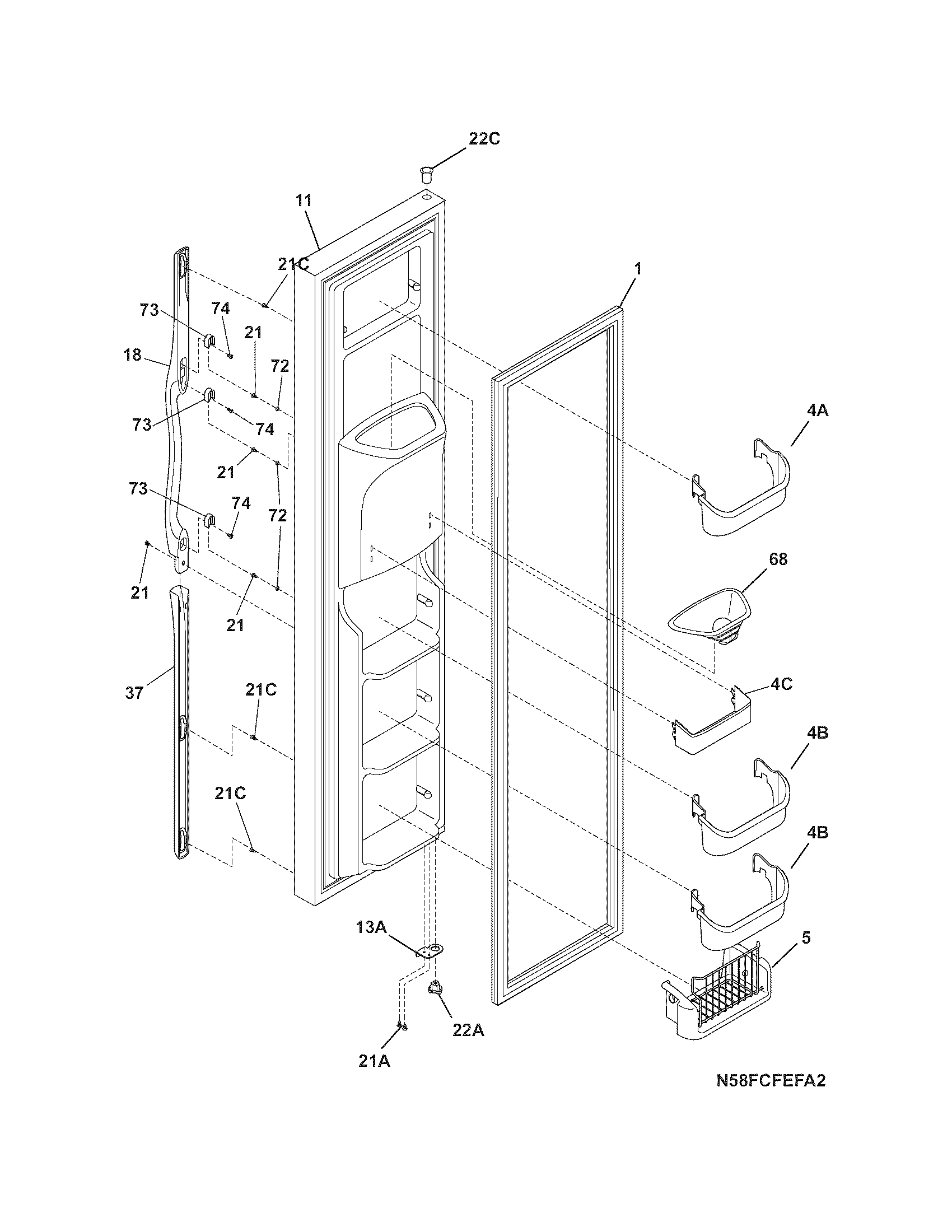 Frigidaire GLHS69EHQ2 freezer door diagram