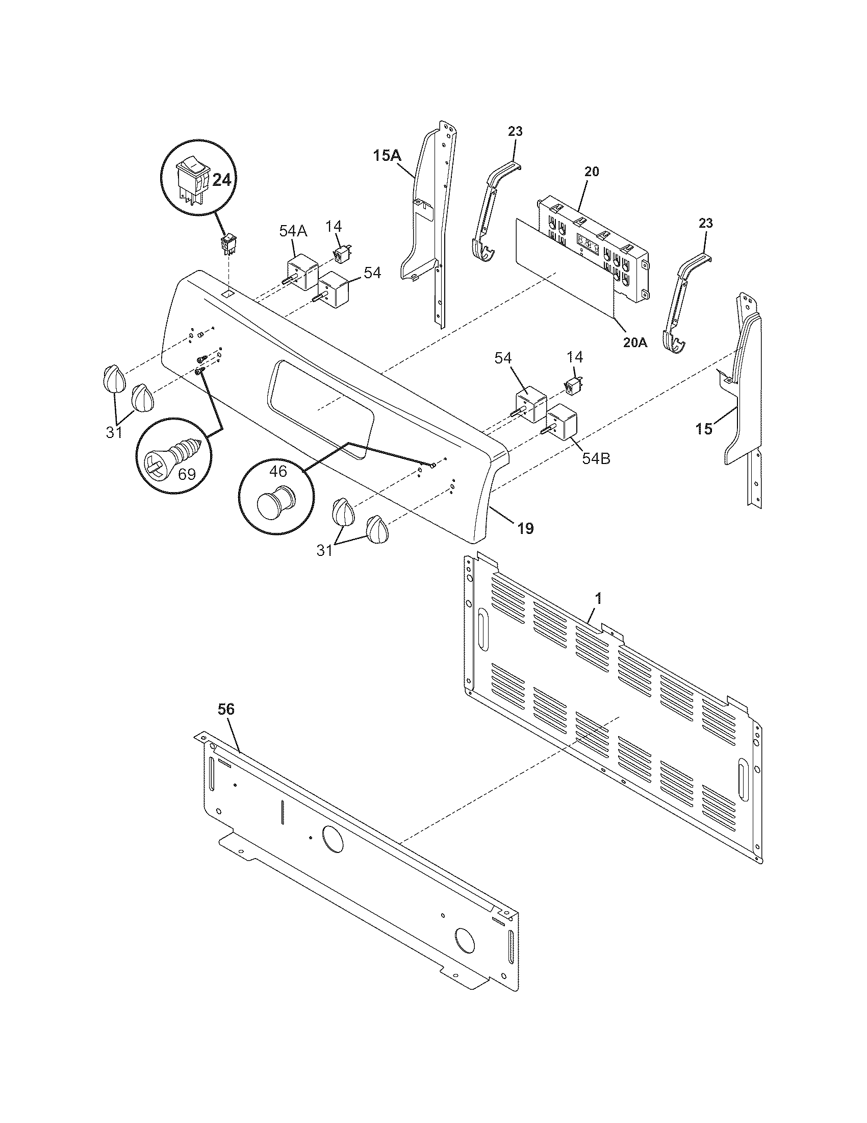 Frigidaire FEF368GSA backguard diagram