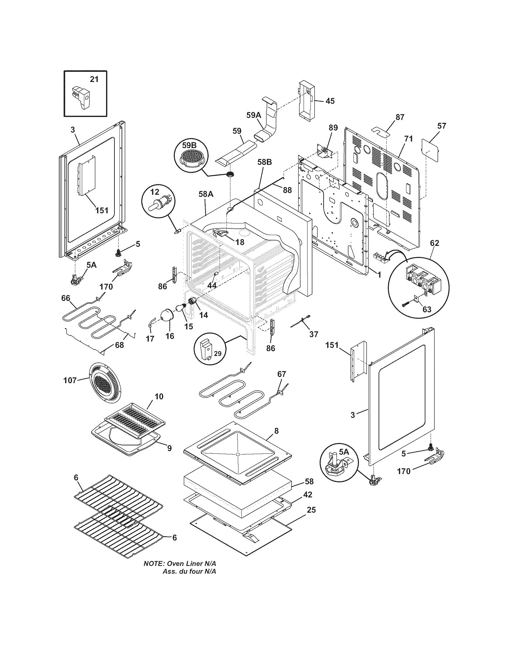 Frigidaire FEF368GSA body diagram