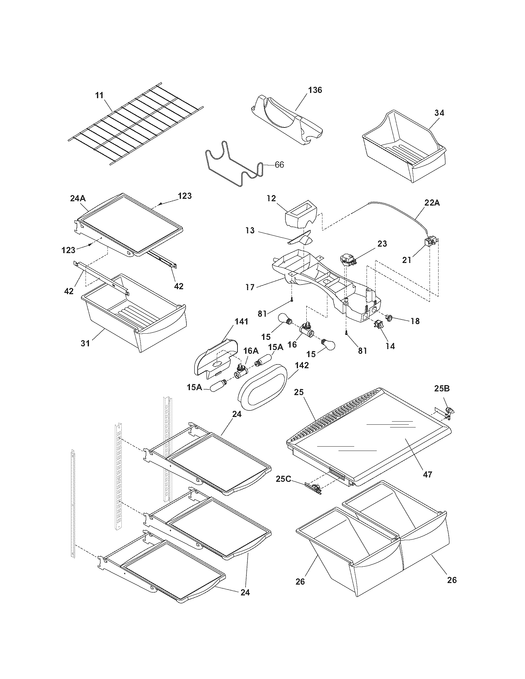 Kenmore 25379964703 shelves diagram