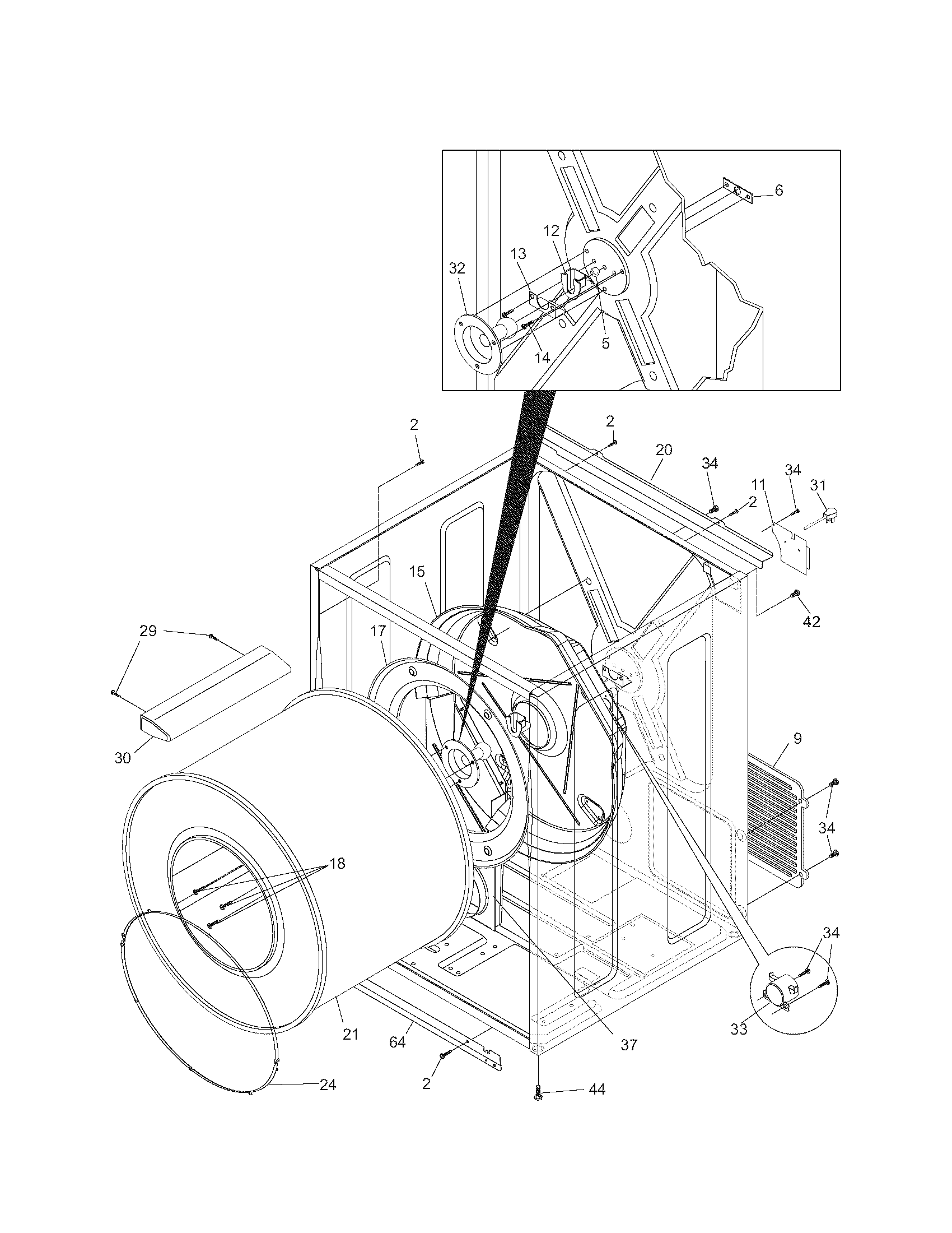 Kenmore 41798042700 cabinet/drum diagram