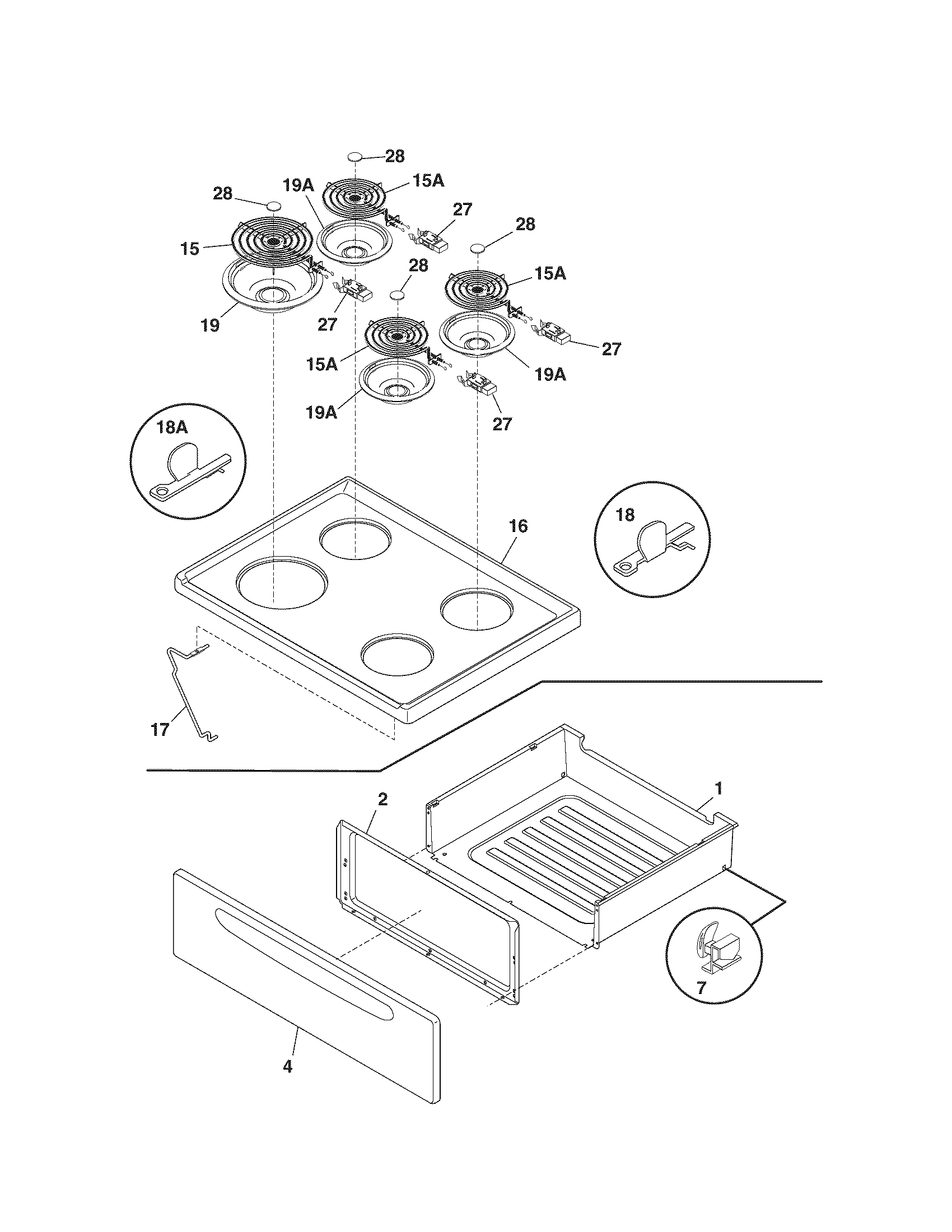 Kenmore 79064091305 top/drawer diagram