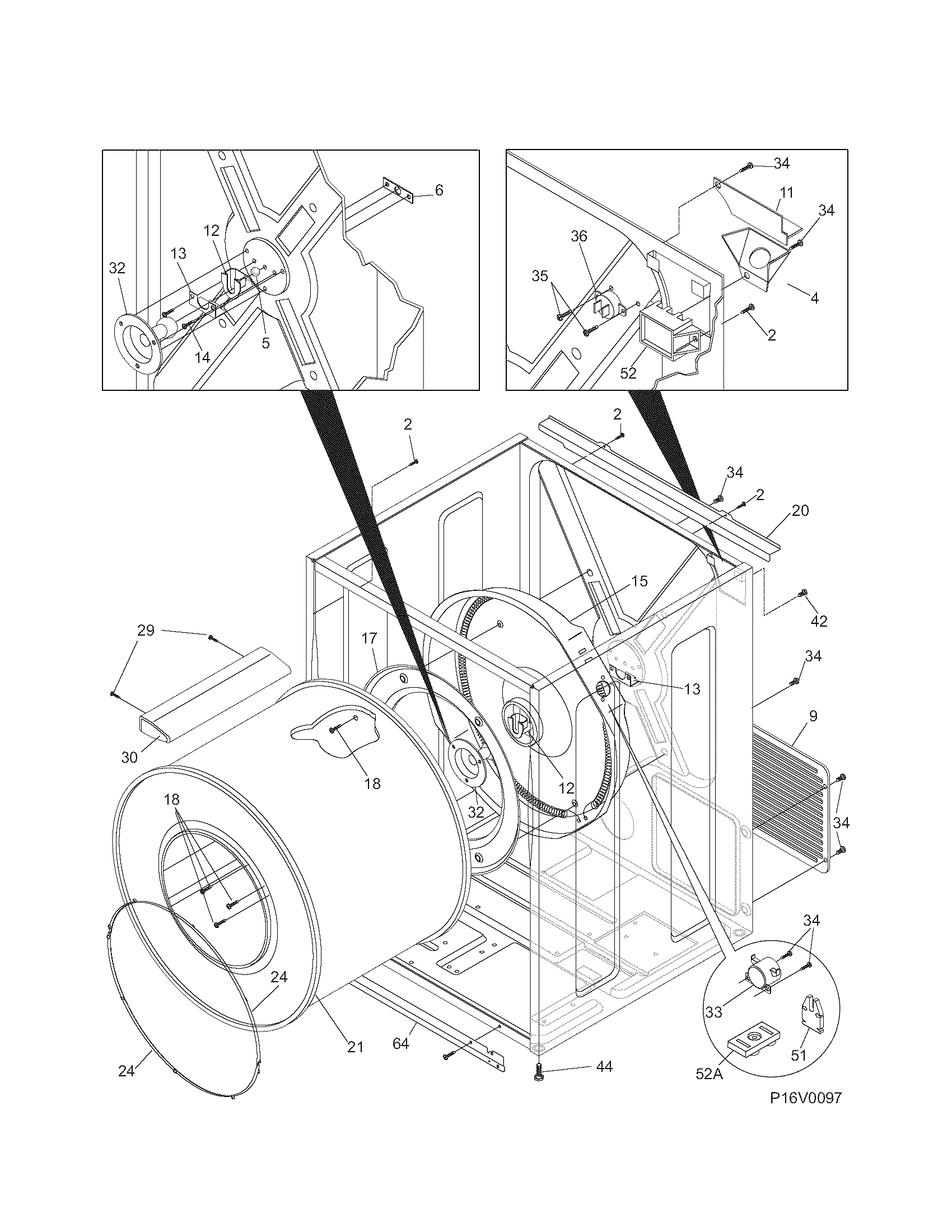 Kenmore 41788042700 cabinet/drum diagram