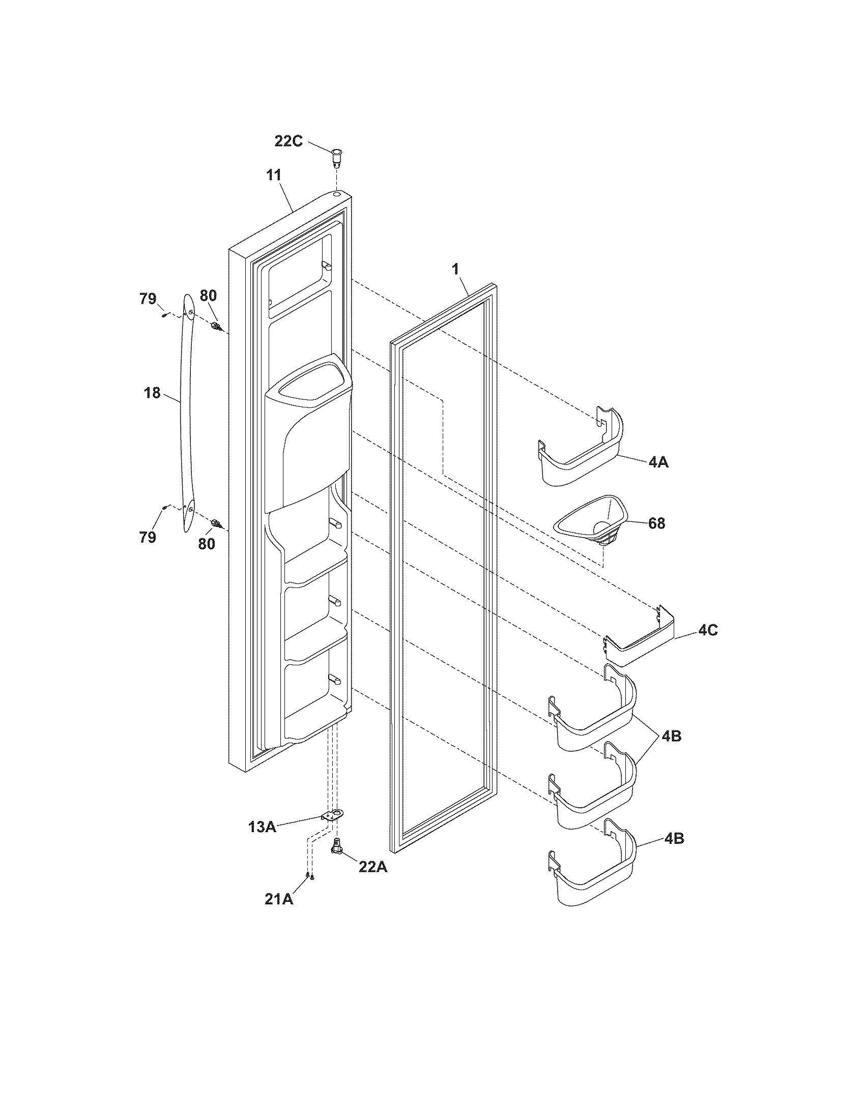 Kenmore Elite 25357102607 freezer door diagram