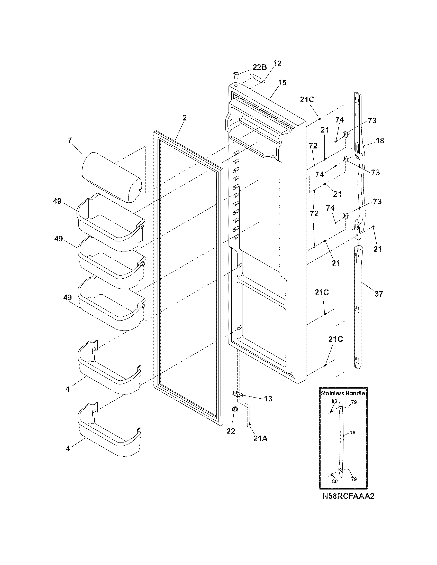 Frigidaire GLHS39EHPW3 refrigerator door diagram