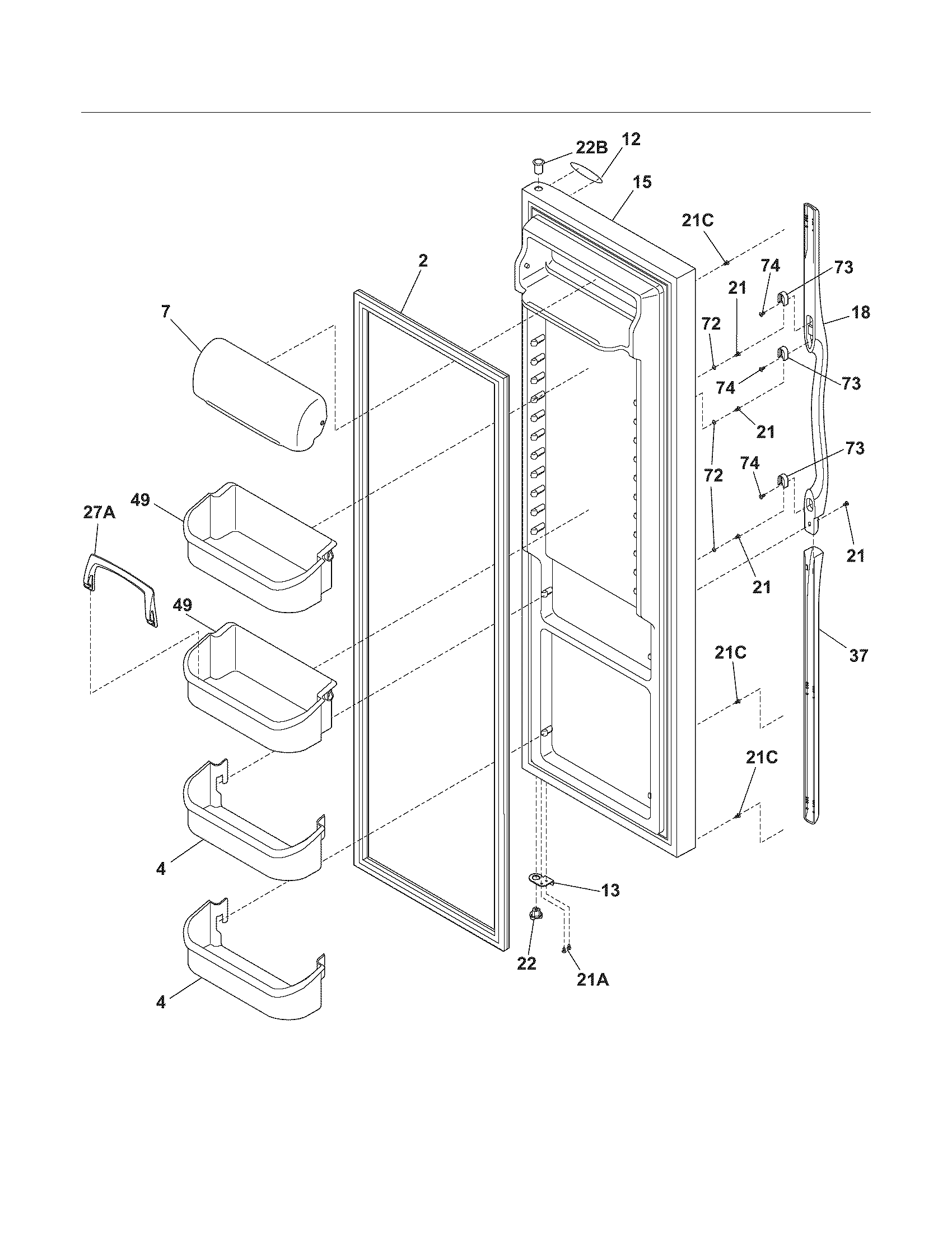 Frigidaire GLHS269ZCB0 refrigerator door diagram